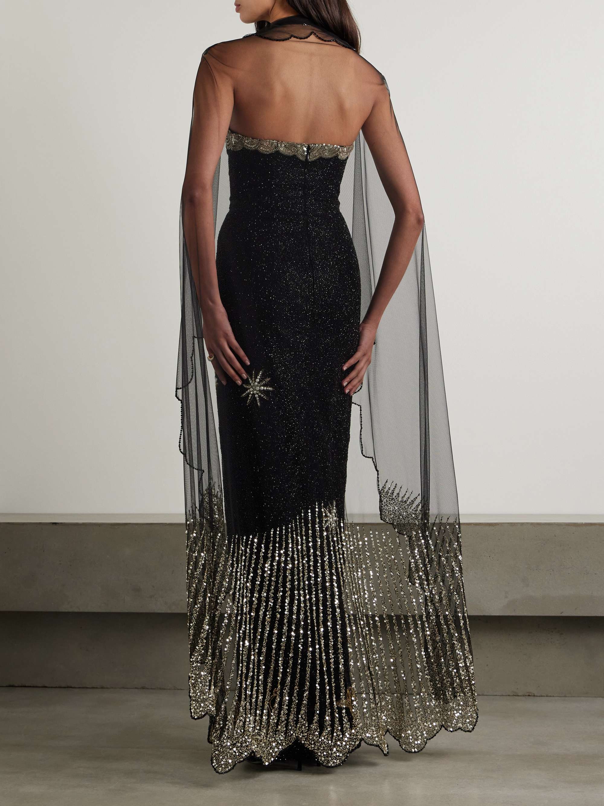 Moonray scalloped embellished tulle cape view