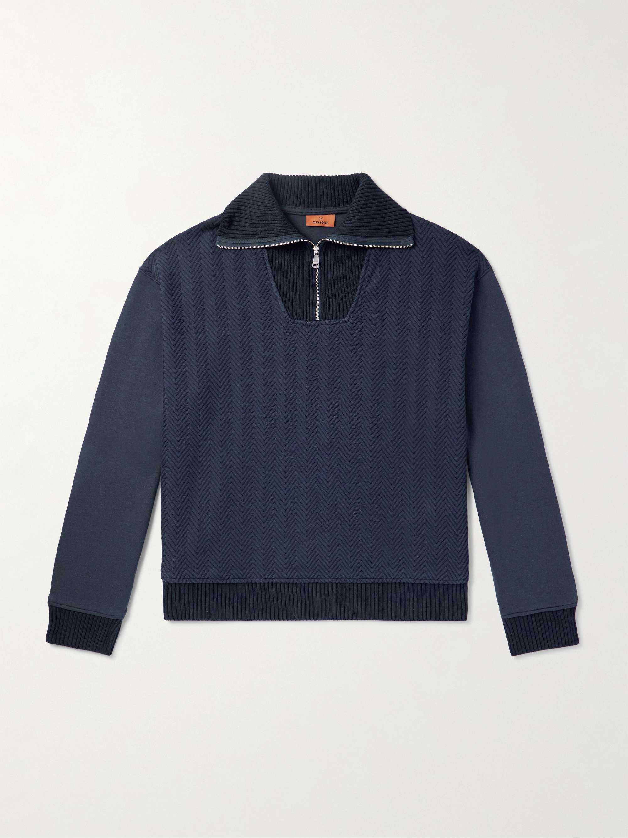 Cotton-Jersey Half-Zip Sweatshirt view