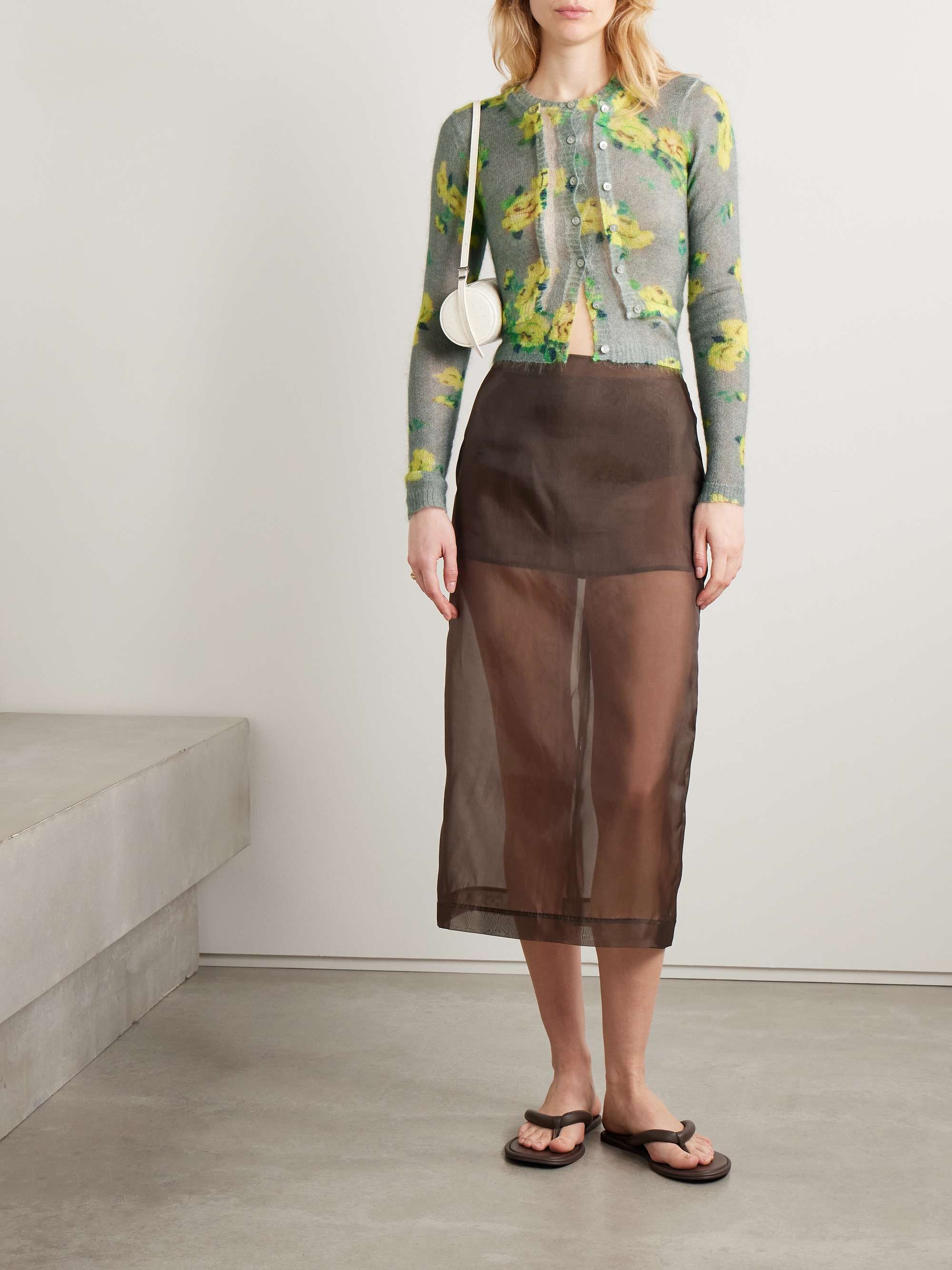 Layered floral-print mohair-blend sweater view