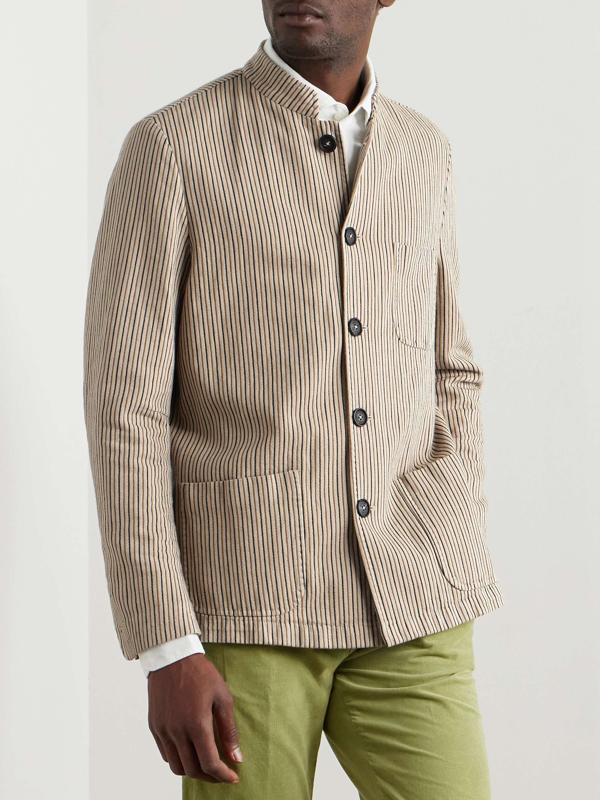 Bali Striped Cotton and Linen-Blend Overshirt view