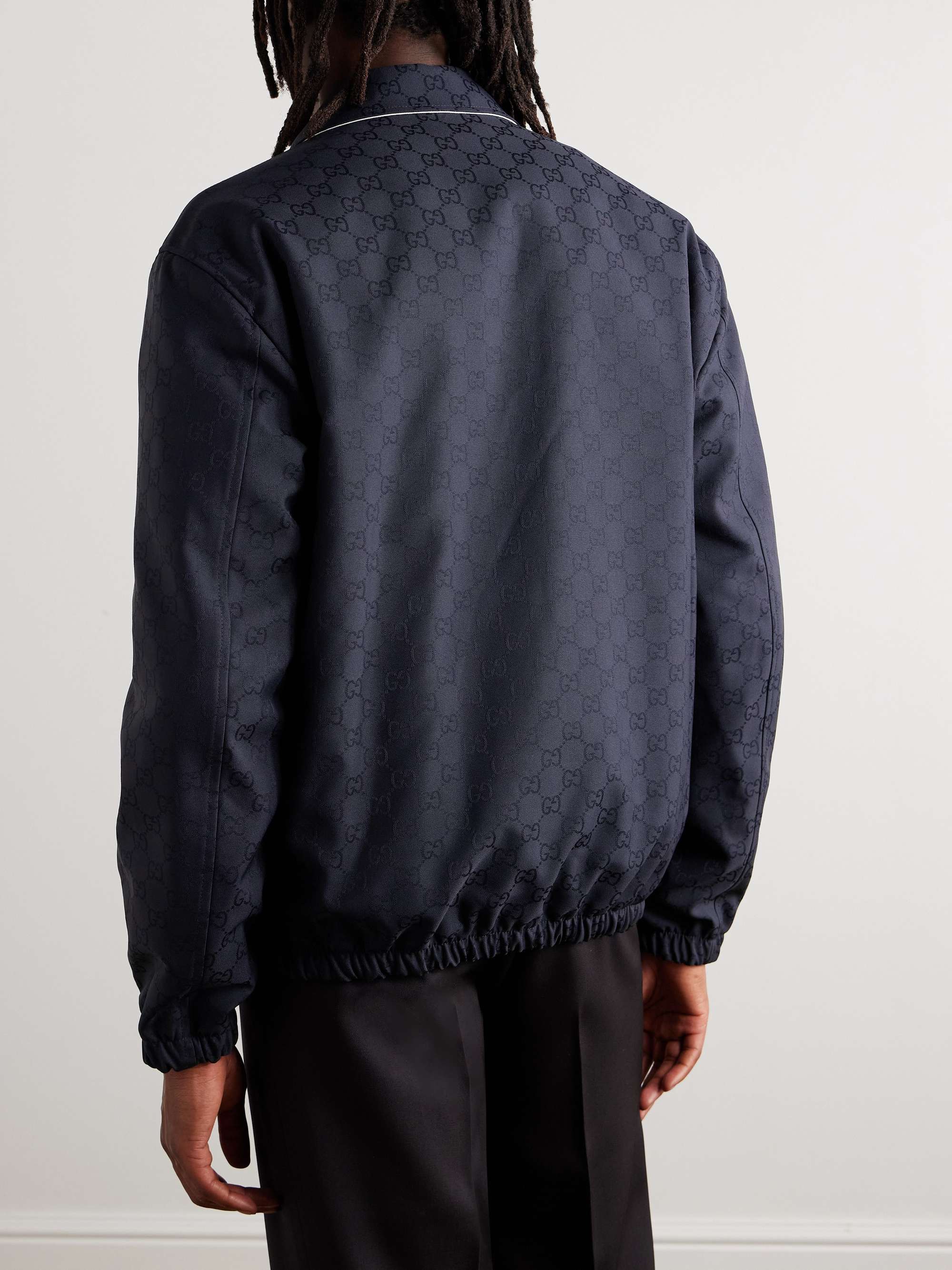 Reversible Logo-Jacquard Cotton Bomber Jacket view