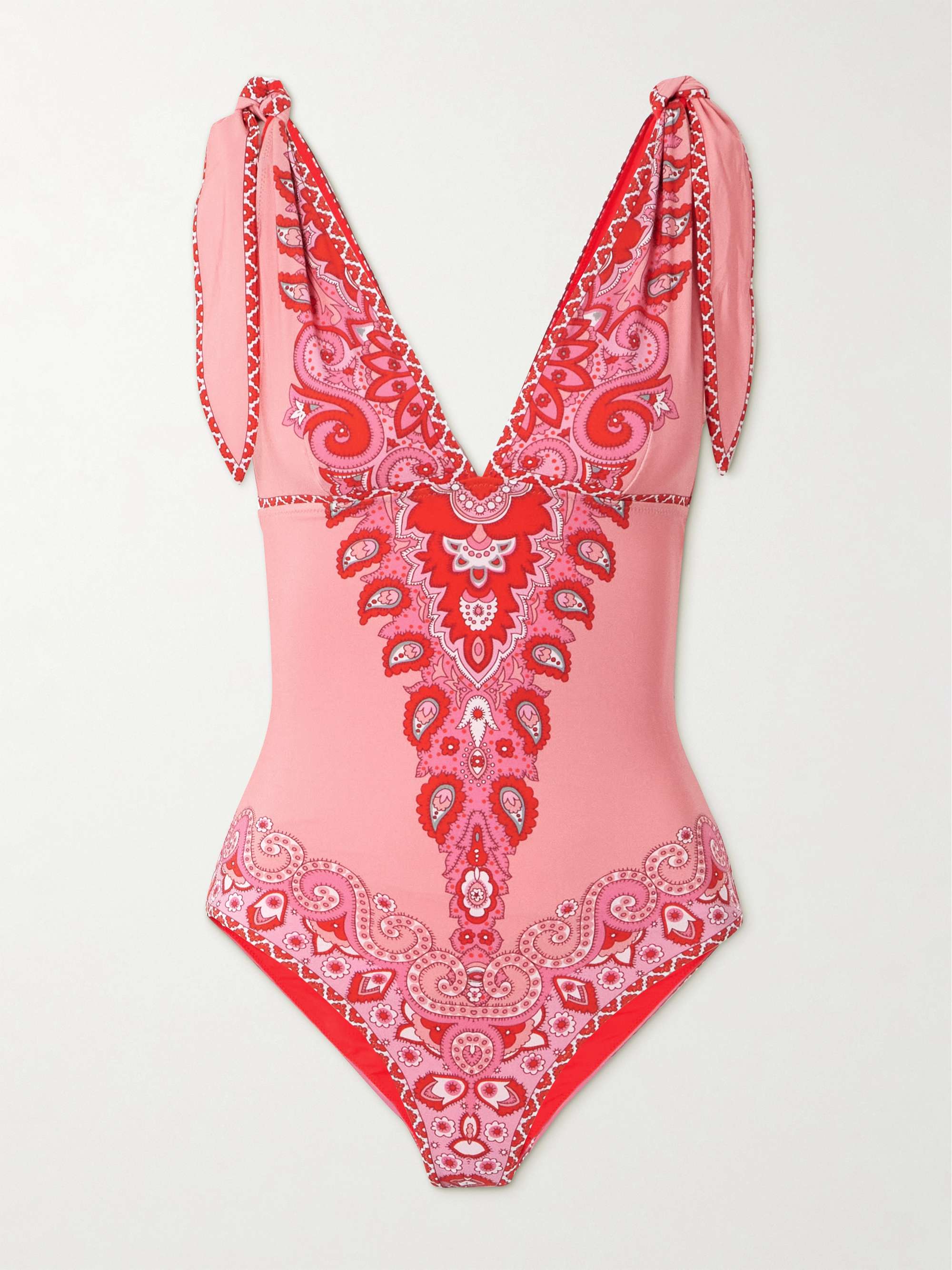 Tie-detailed paisley-print swimsuit view