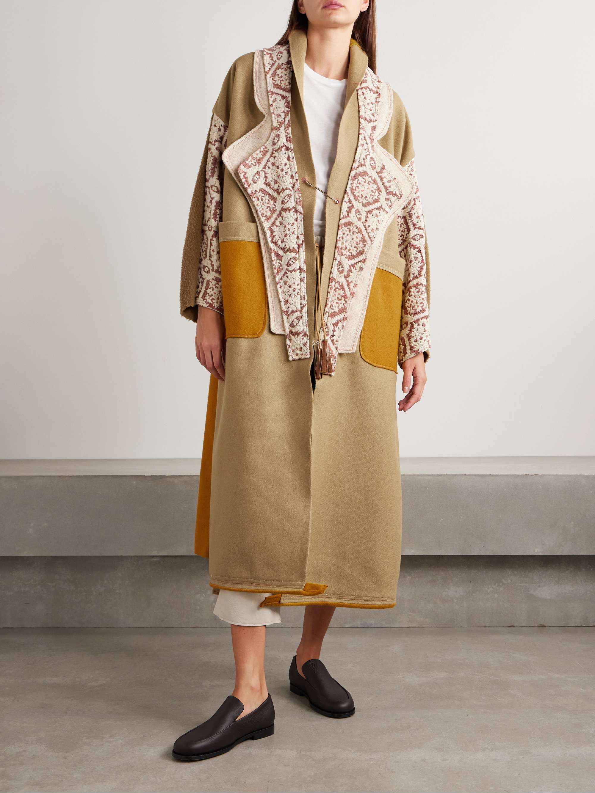Crosby patchwork wool-felt and cotton-jacquard coat view
