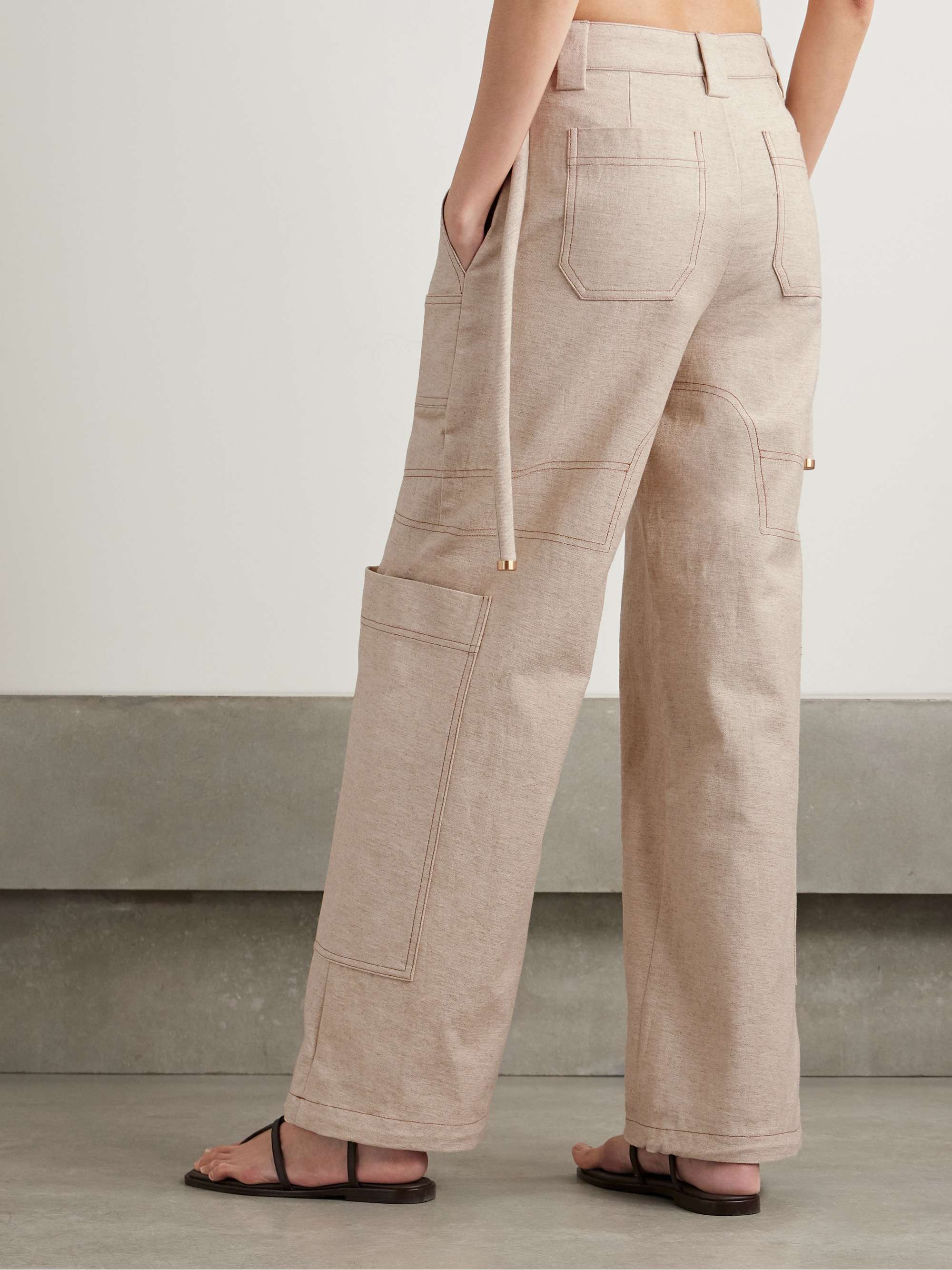 Wynn cotton and linen-blend wide-leg cargo pants view