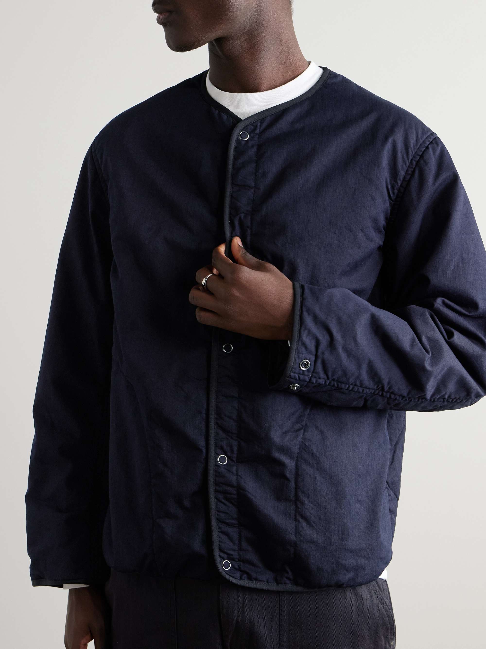 Padded Indigo-Dyed Cotton-Blend Shell Jacket view
