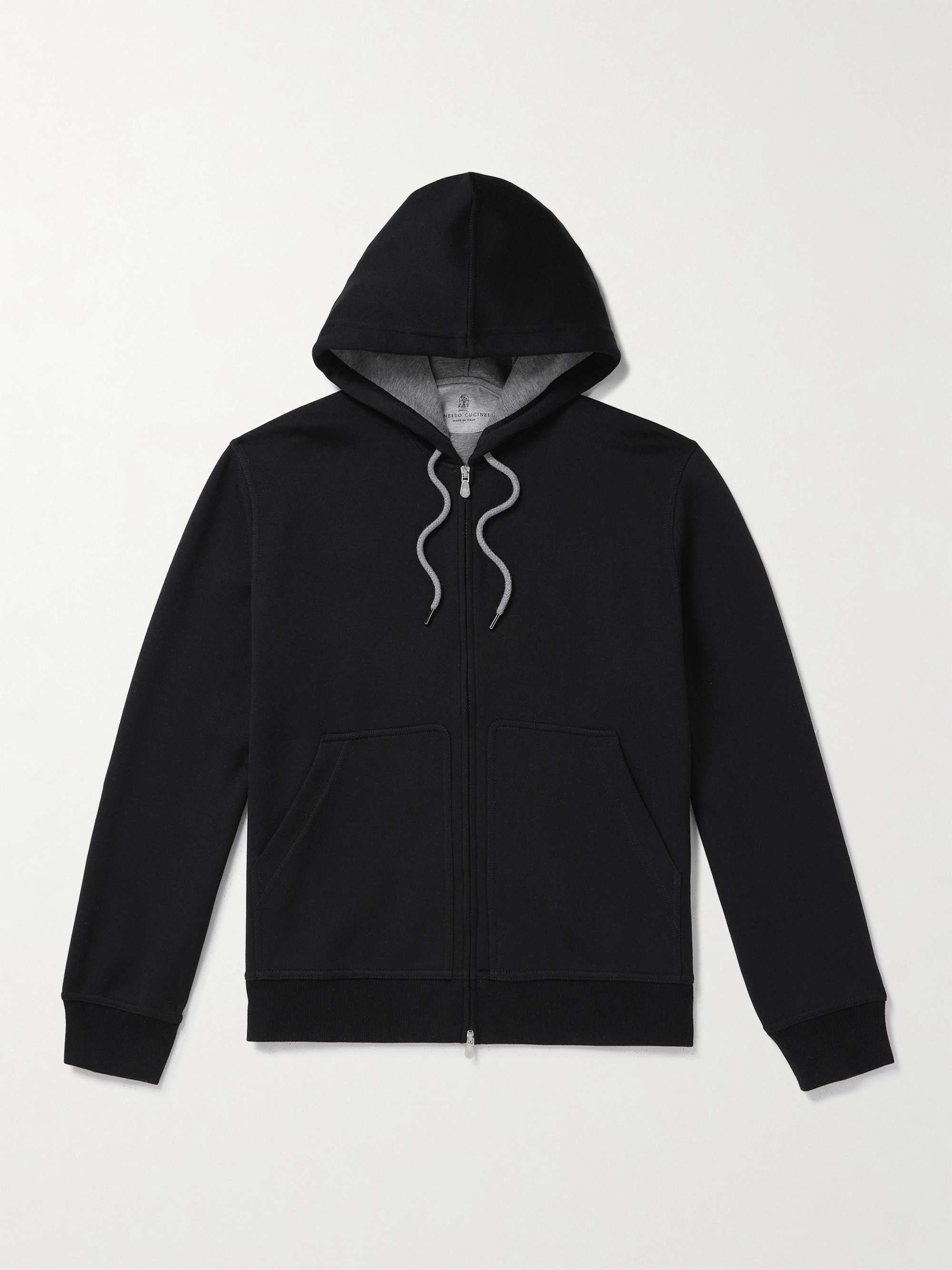 Cotton-Blend Jersey Zip-Up Hoodie view