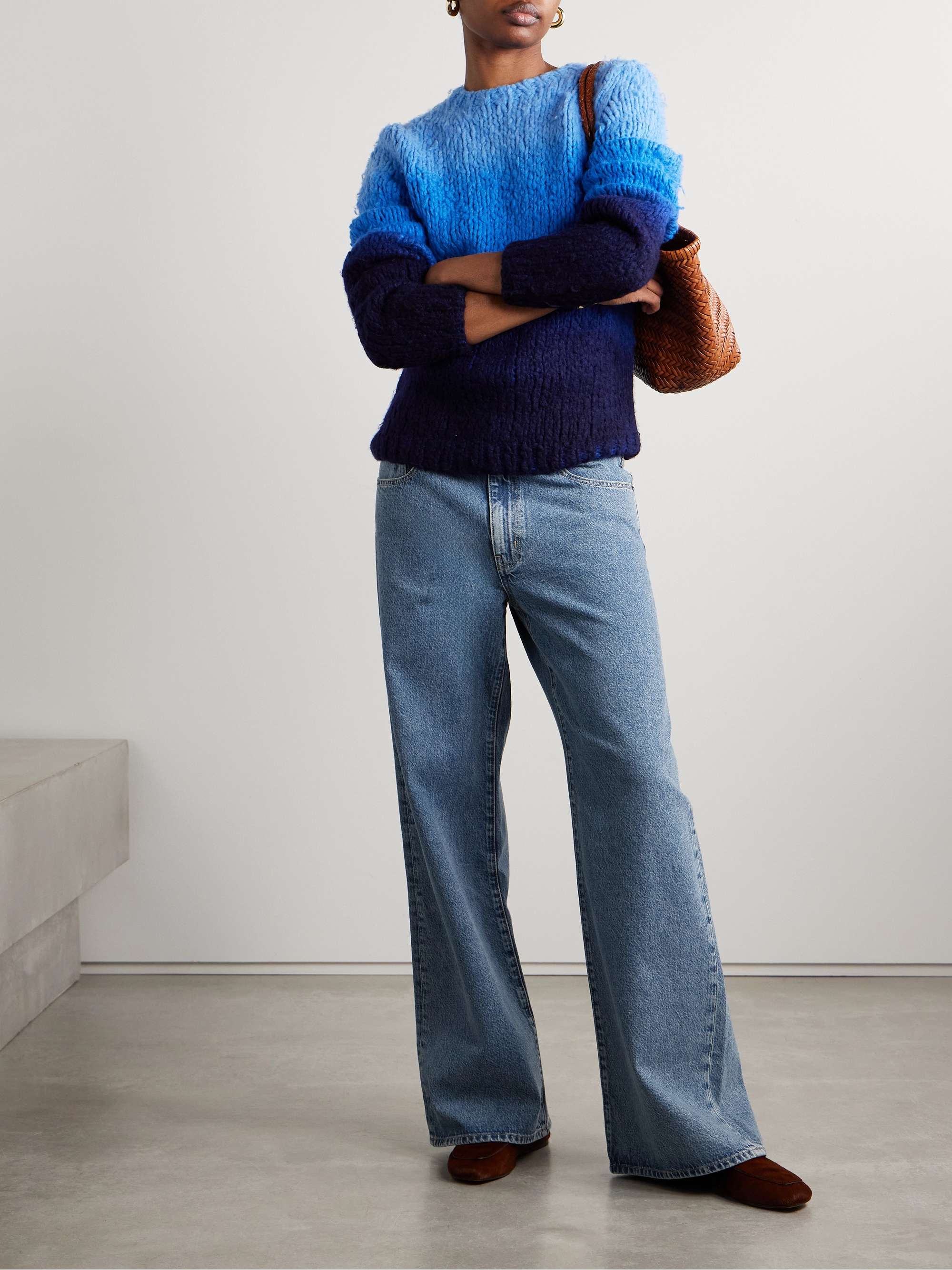 Jenny Drawstring organic mid-rise wide-leg jeans view