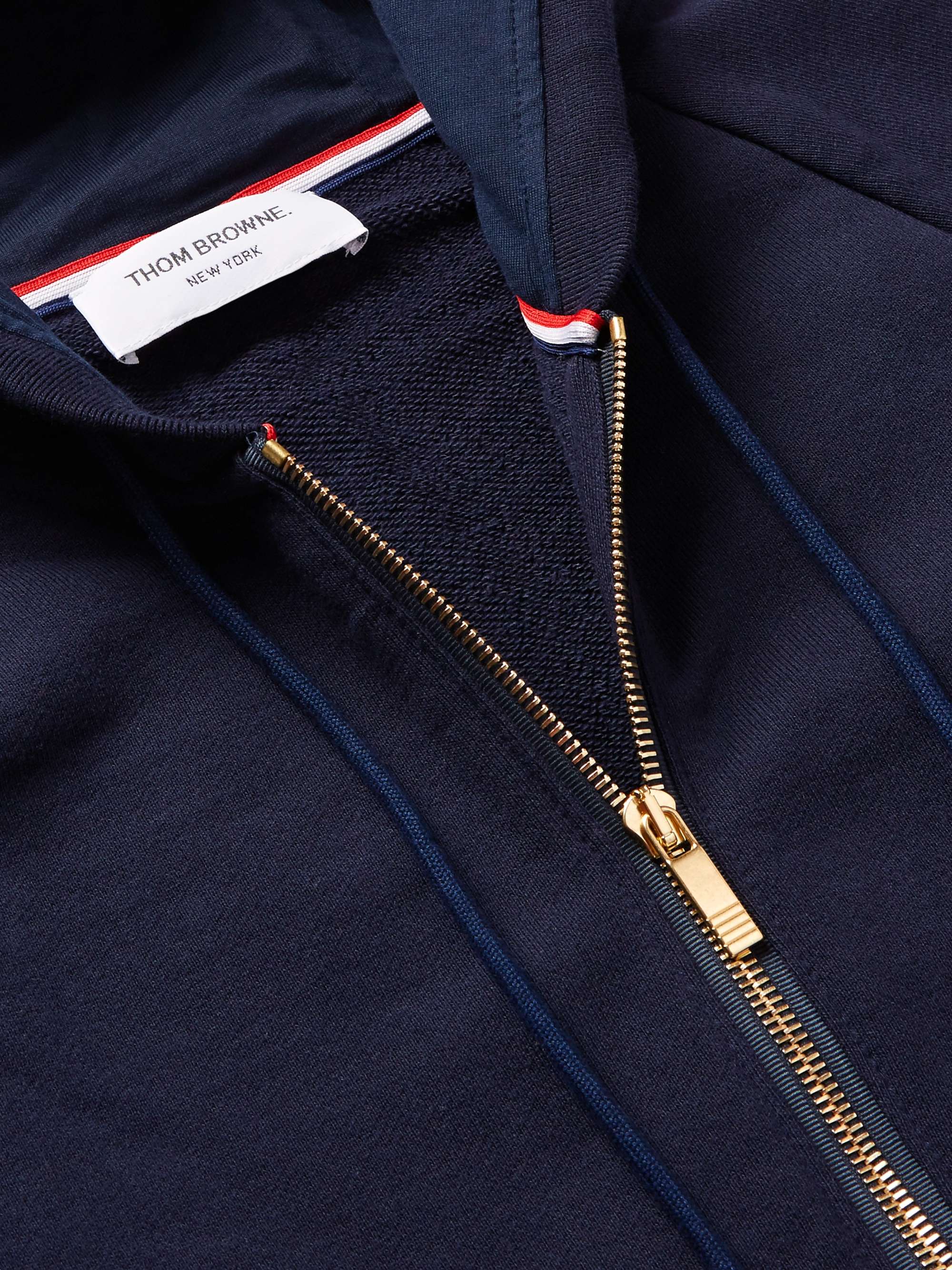 Slim-Fit Striped Loopback Cotton-Jersey Zip-Up Hoodie view
