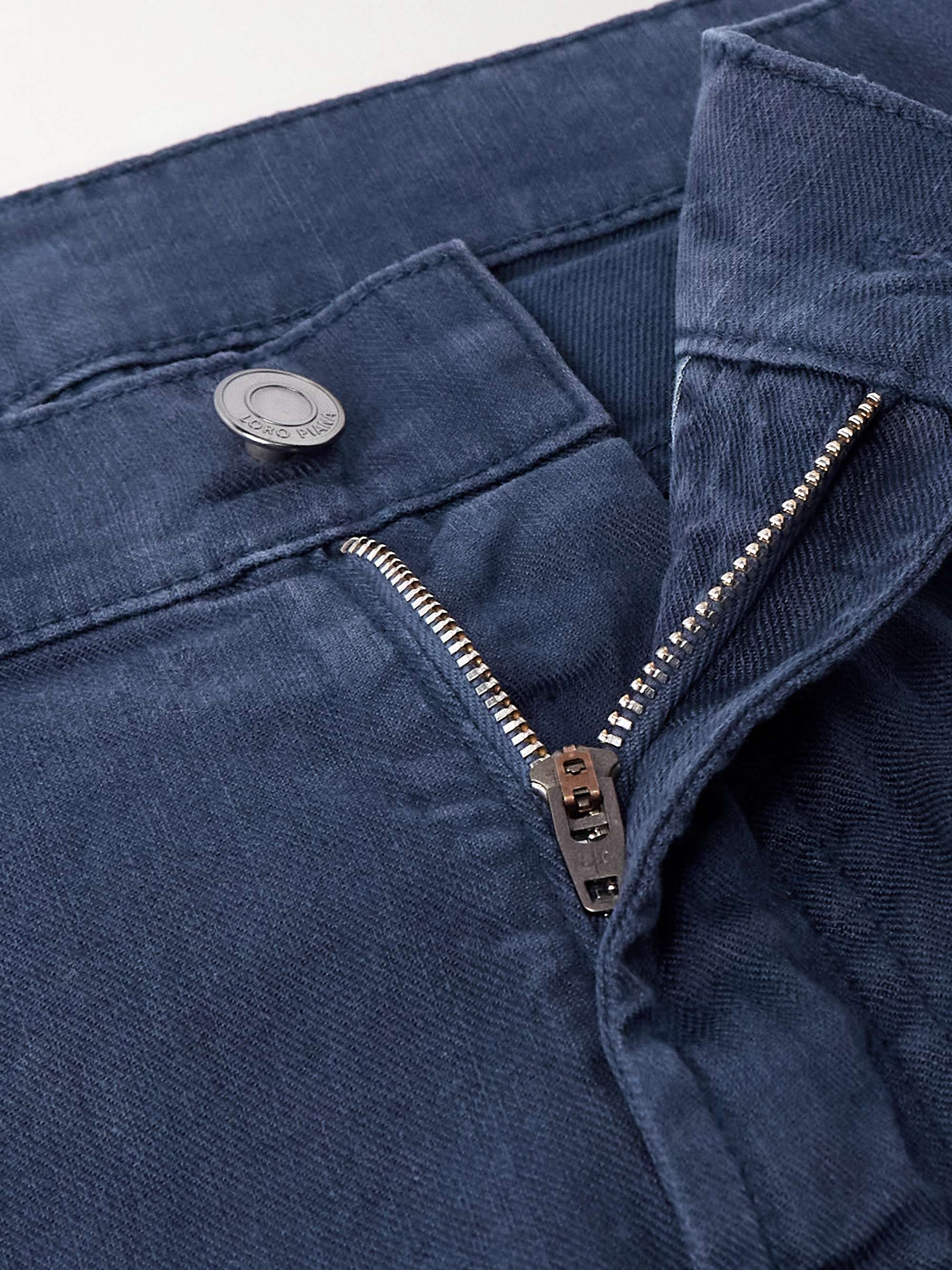 Straight-Leg Stretch-Linen and Cotton-Blend Trousers view