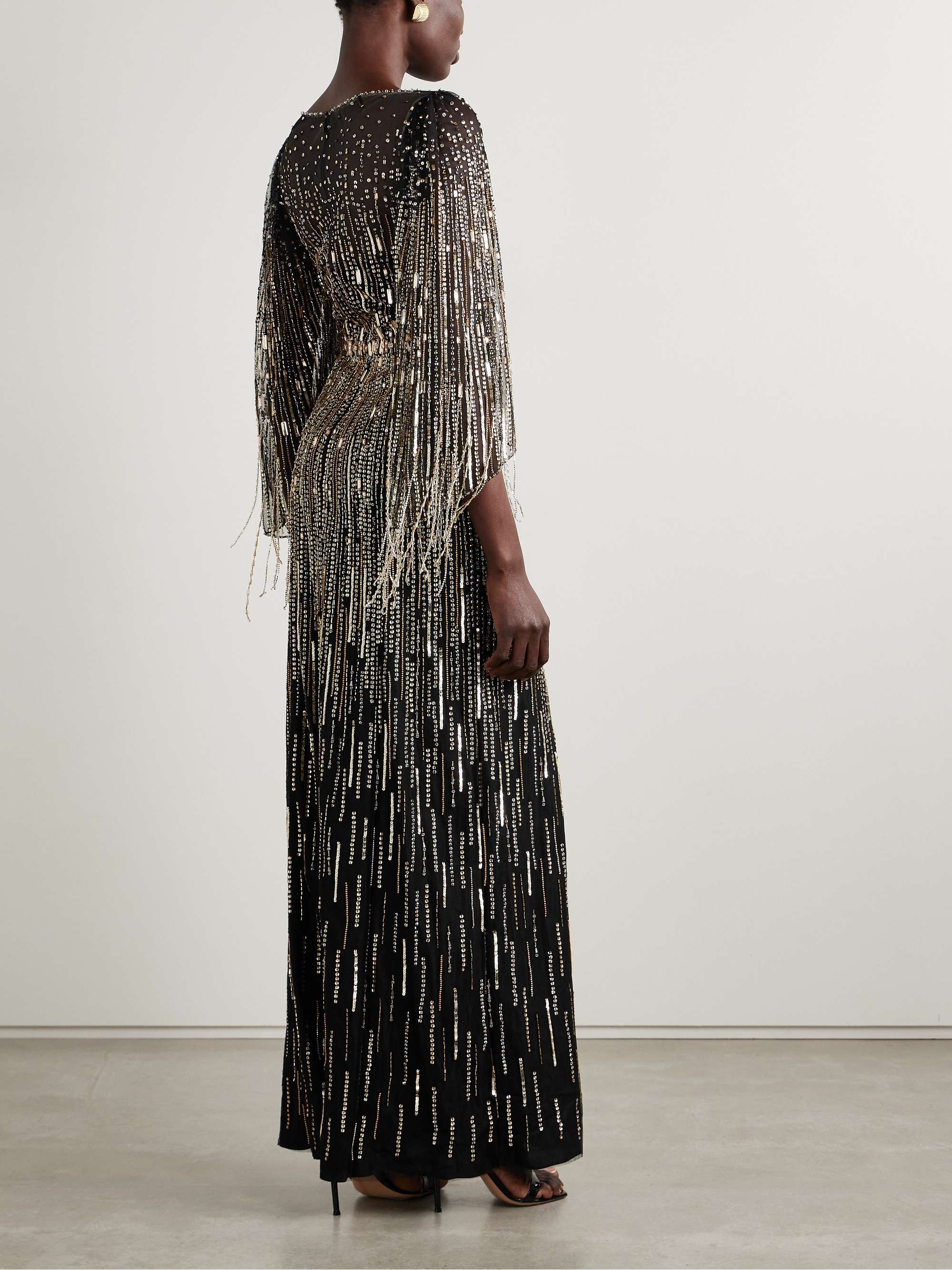 Rhapsody fringed embellished tulle gown view