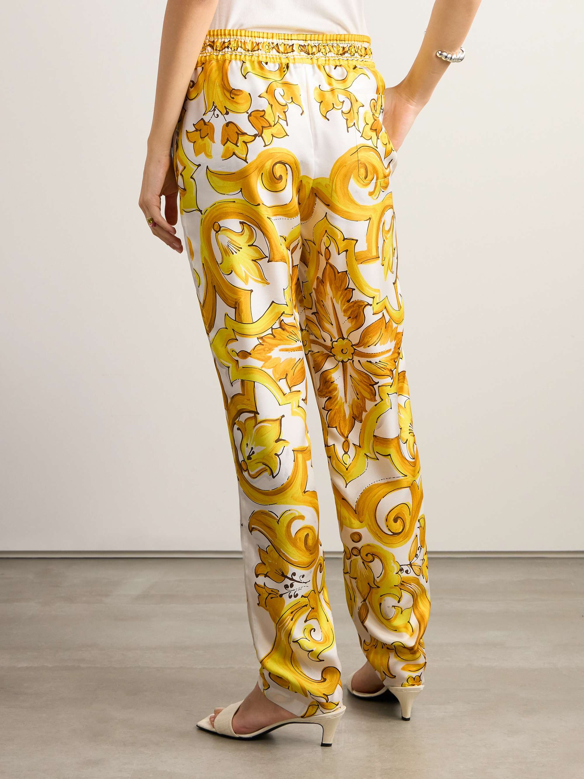 Maiolica printed silk-twill pants view