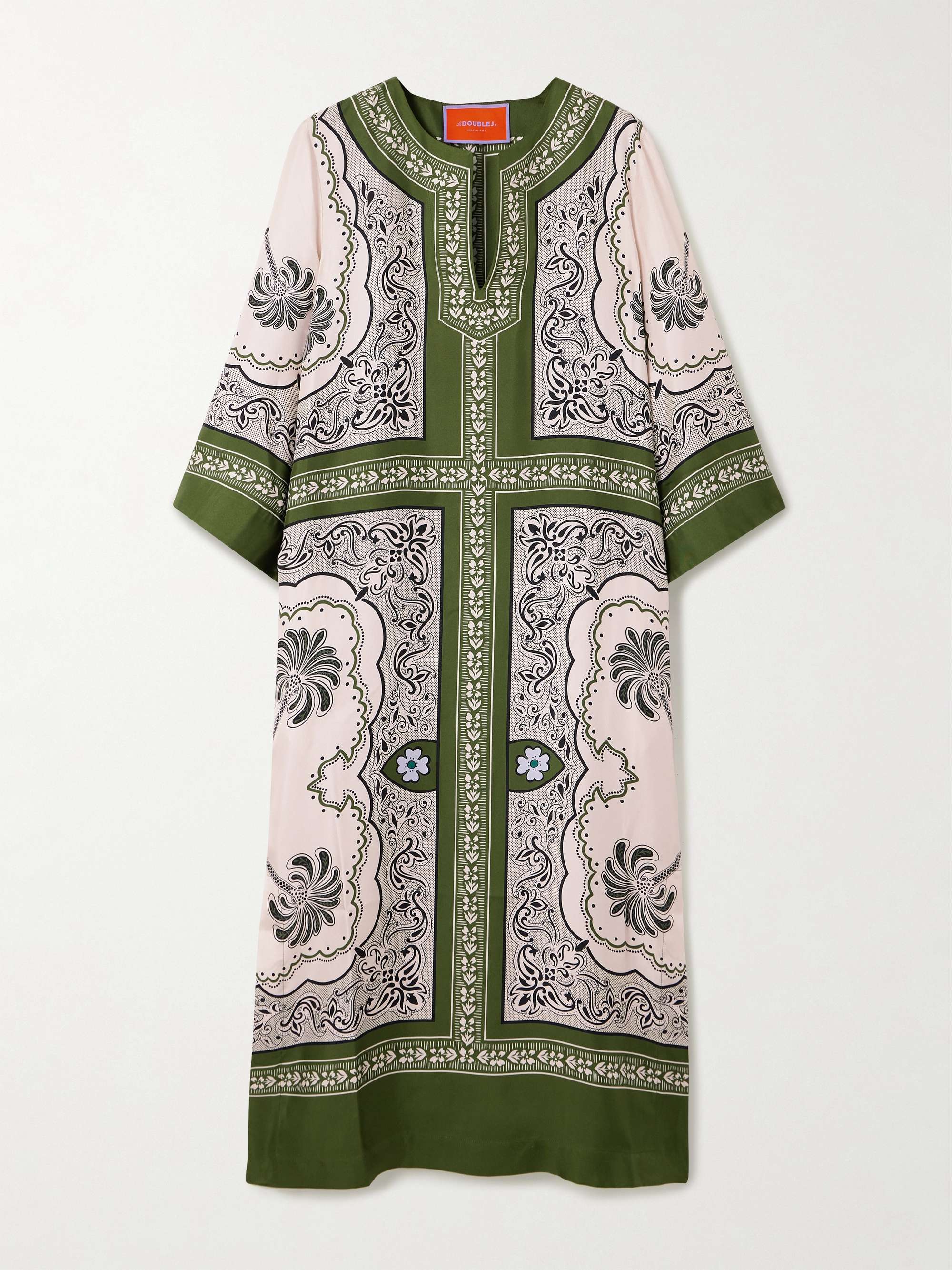 Printed silk-satin twill kaftan view