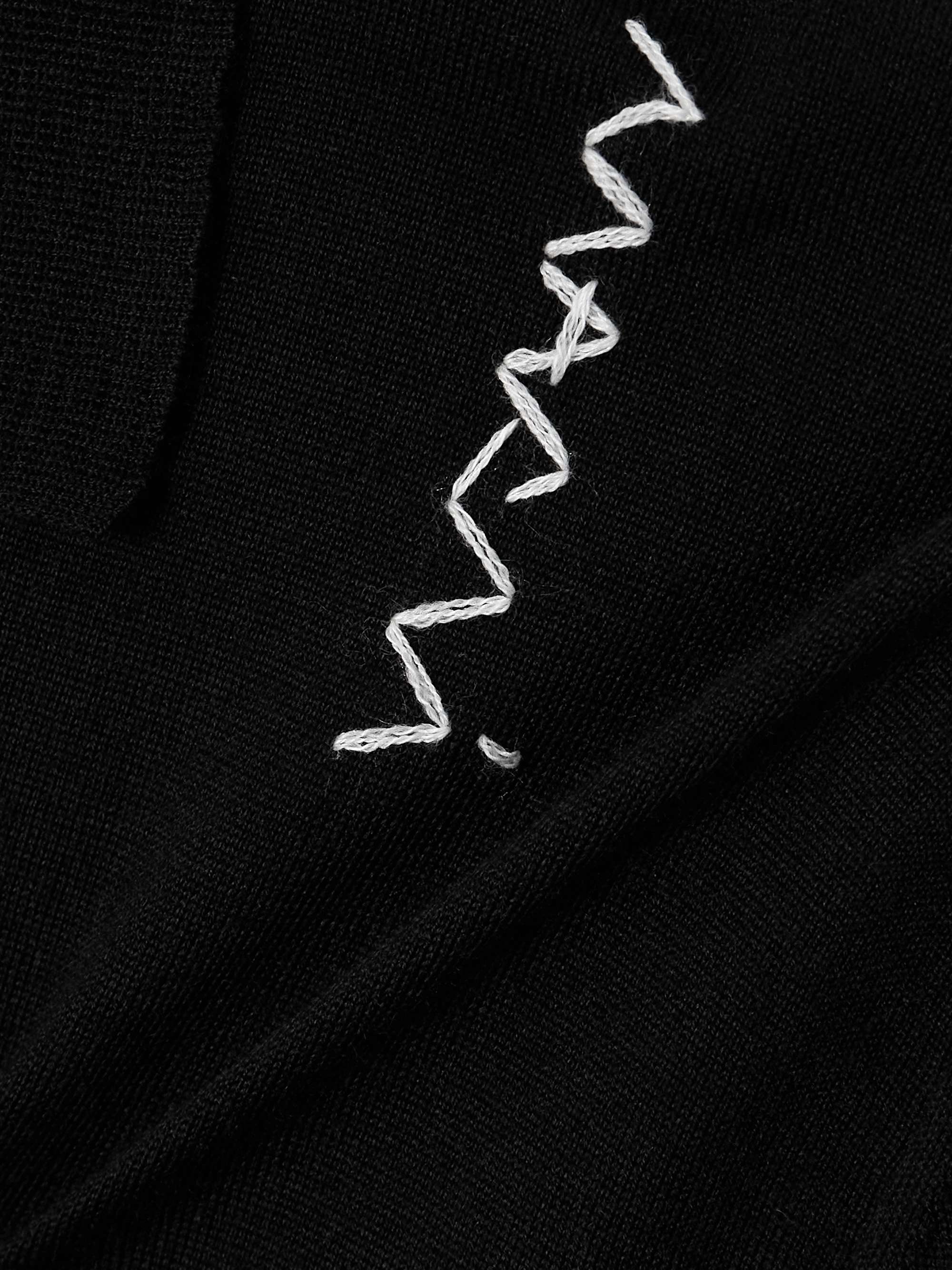 Embroidered wool and silk-blend polo view