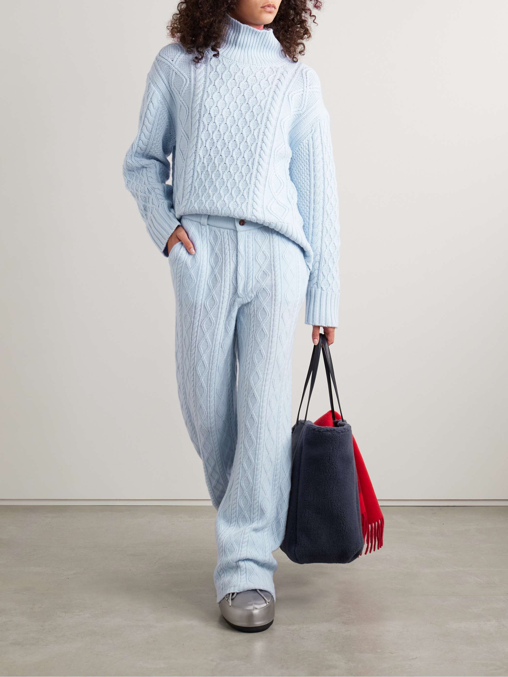 Cable-knit wool and cashmere-blend turtleneck sweater view