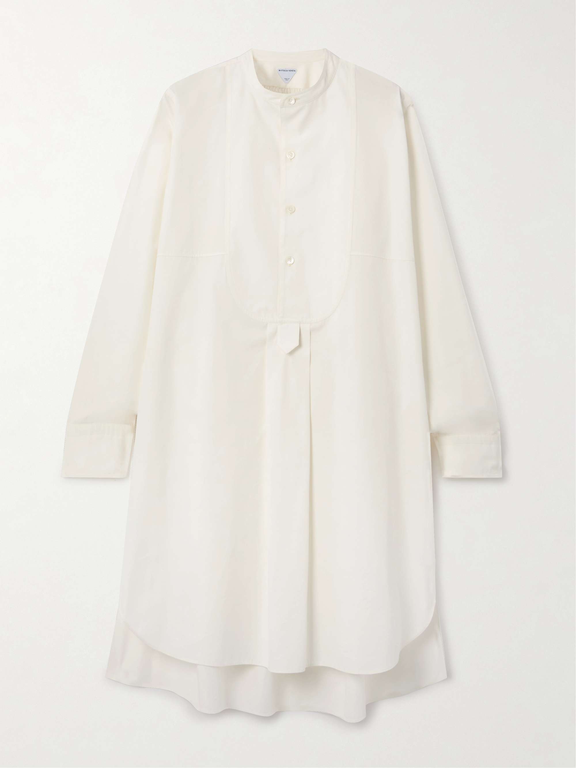Asymmetric pleated cotton-blend poplin midi dress view