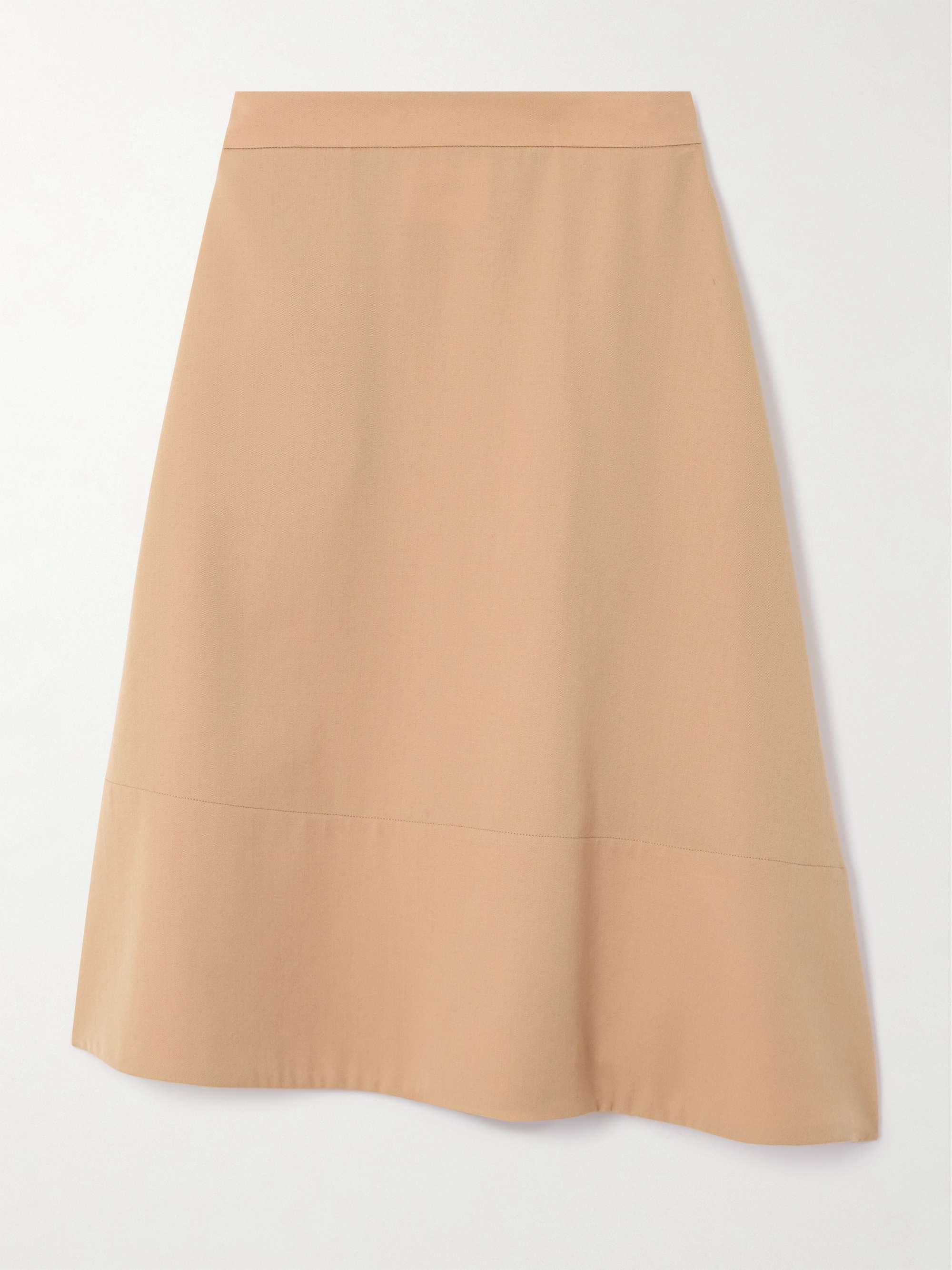 Paneled asymmetric wool-twill midi skirt view