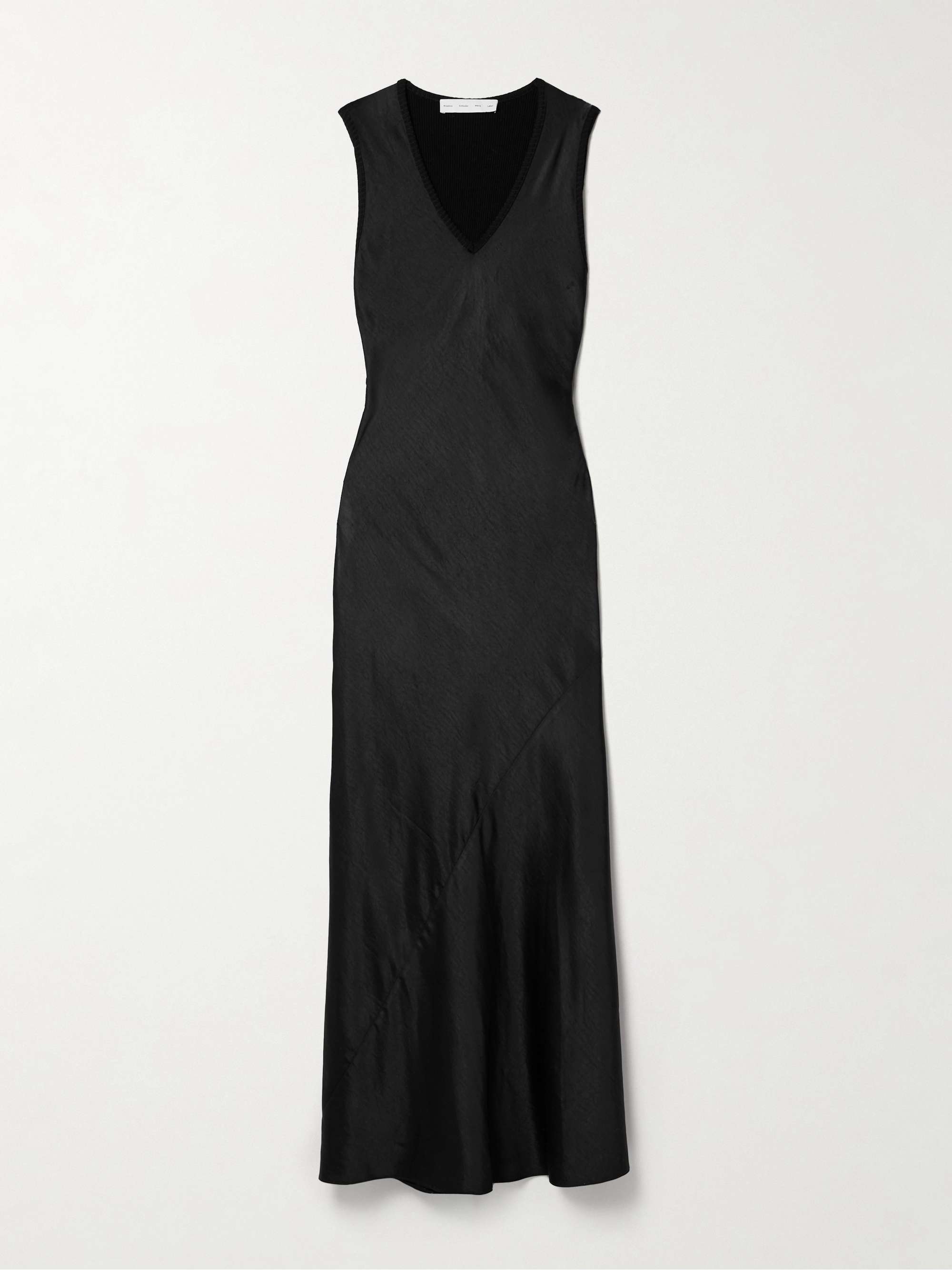 Charlotte belted jersey-paneled satin maxi dress view