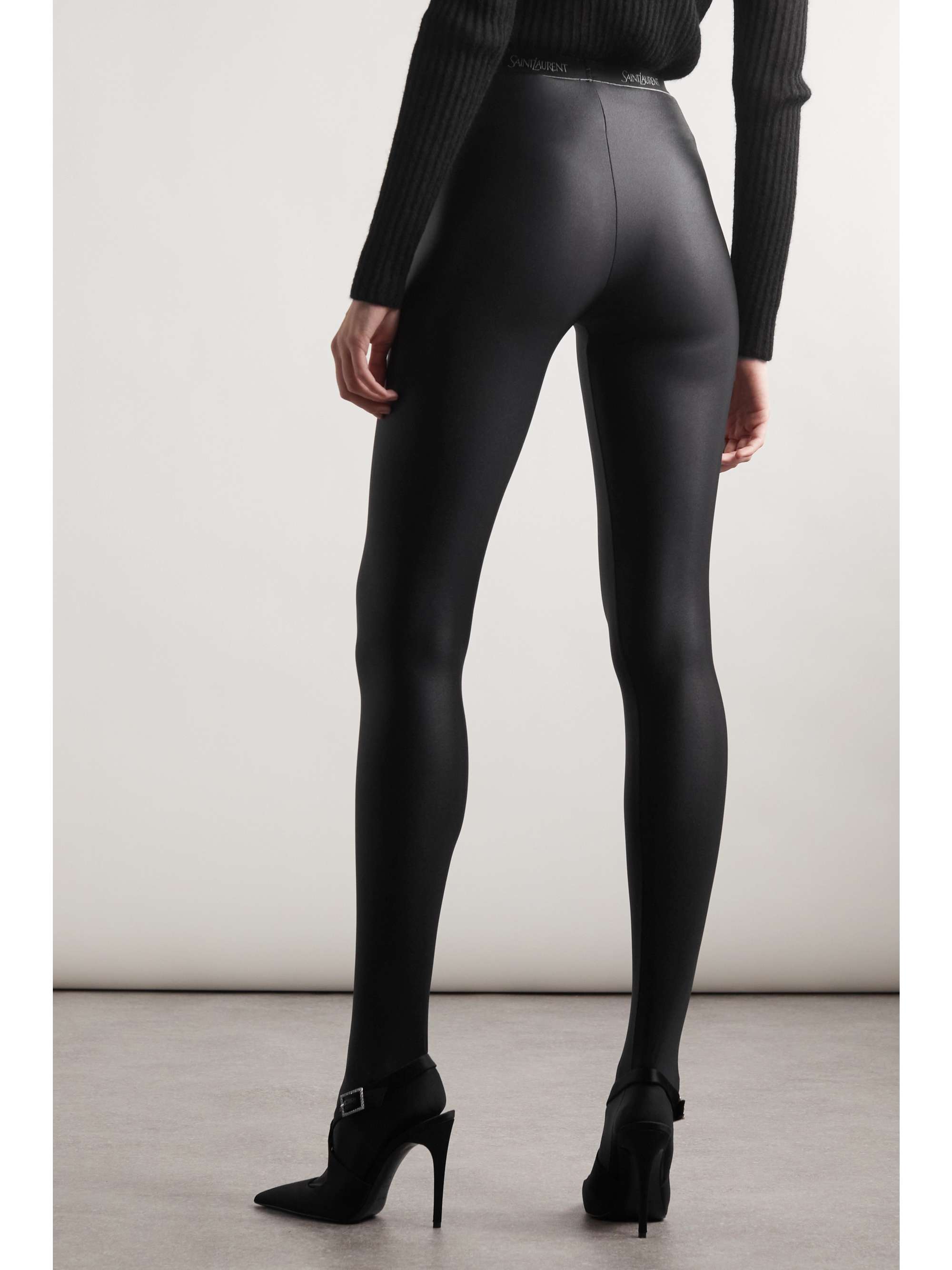 Glossed stretch leggings view