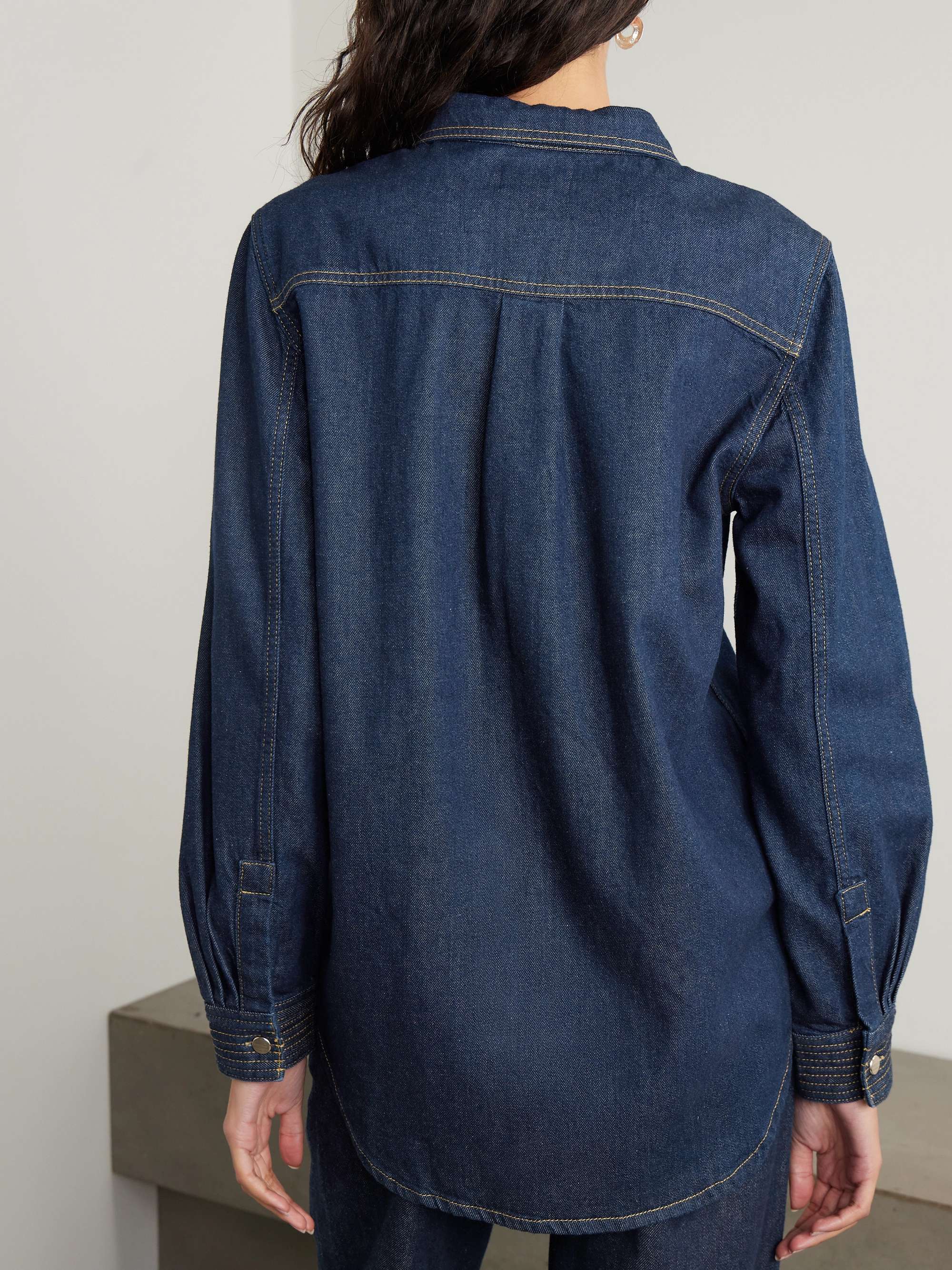 The Trapunto topstitched organic denim shirt view