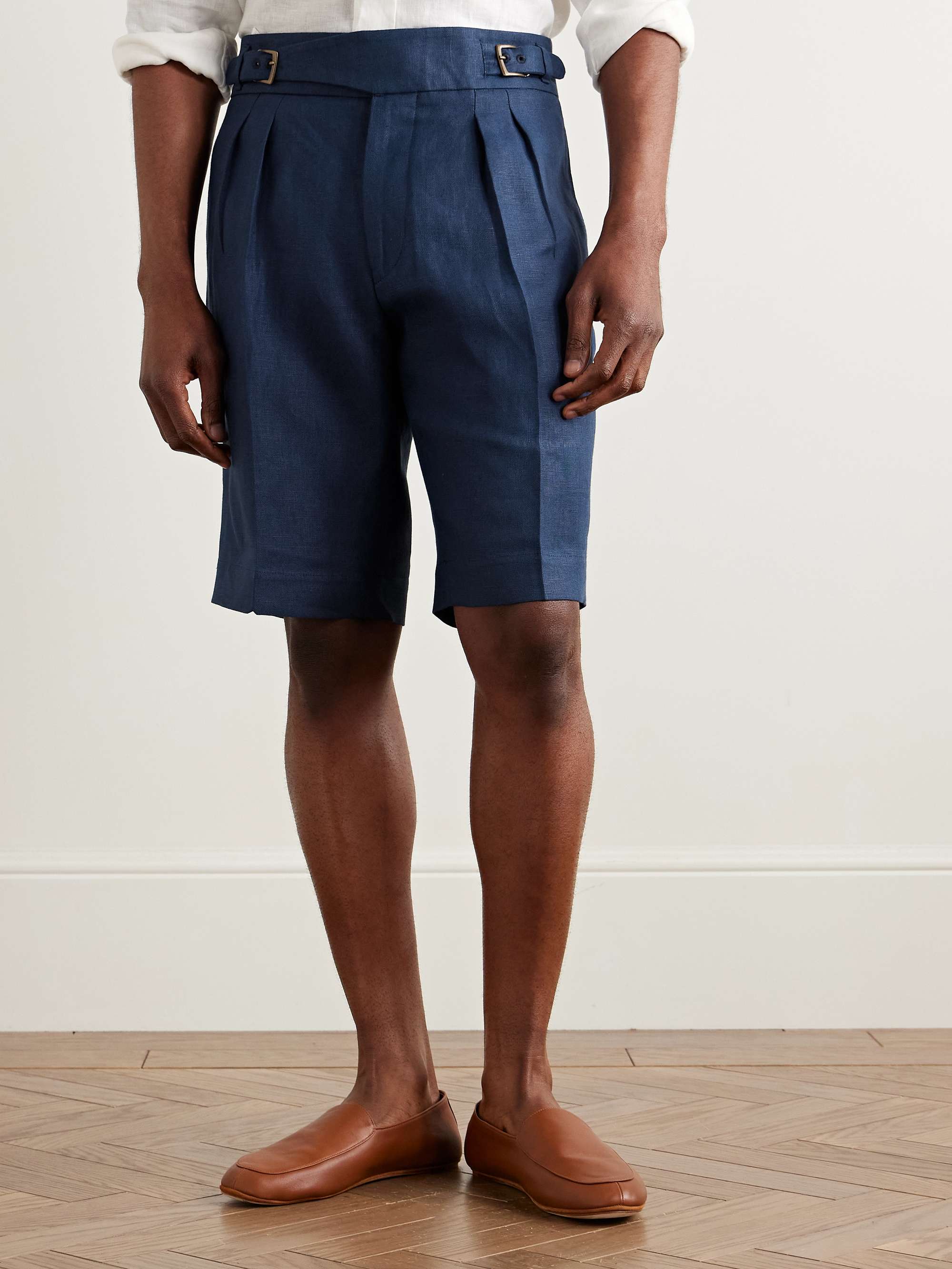 Gurkha Straight-Leg Pleated Linen Shorts view
