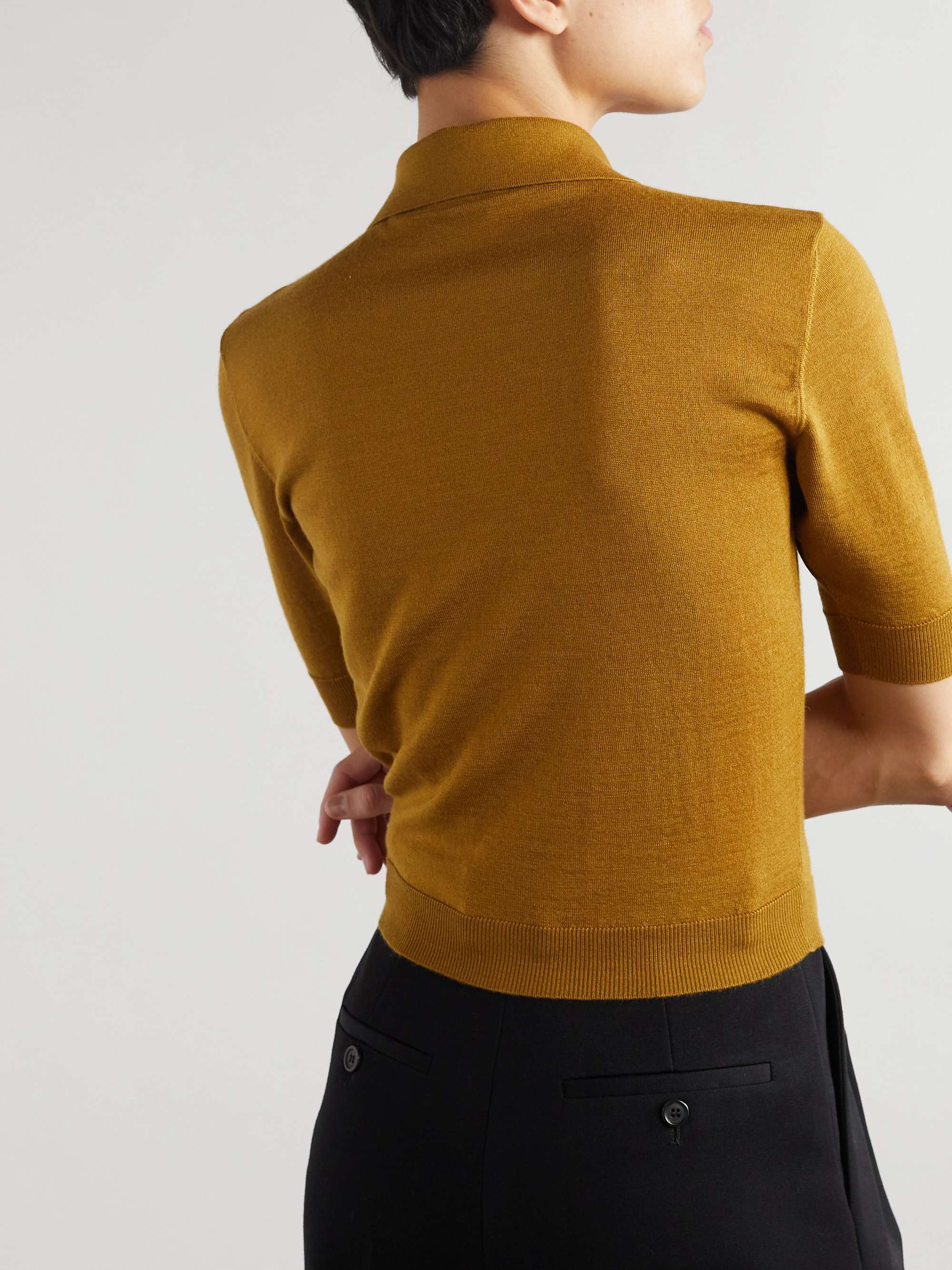 Embroidered wool, cashmere and silk-blend polo shirt view