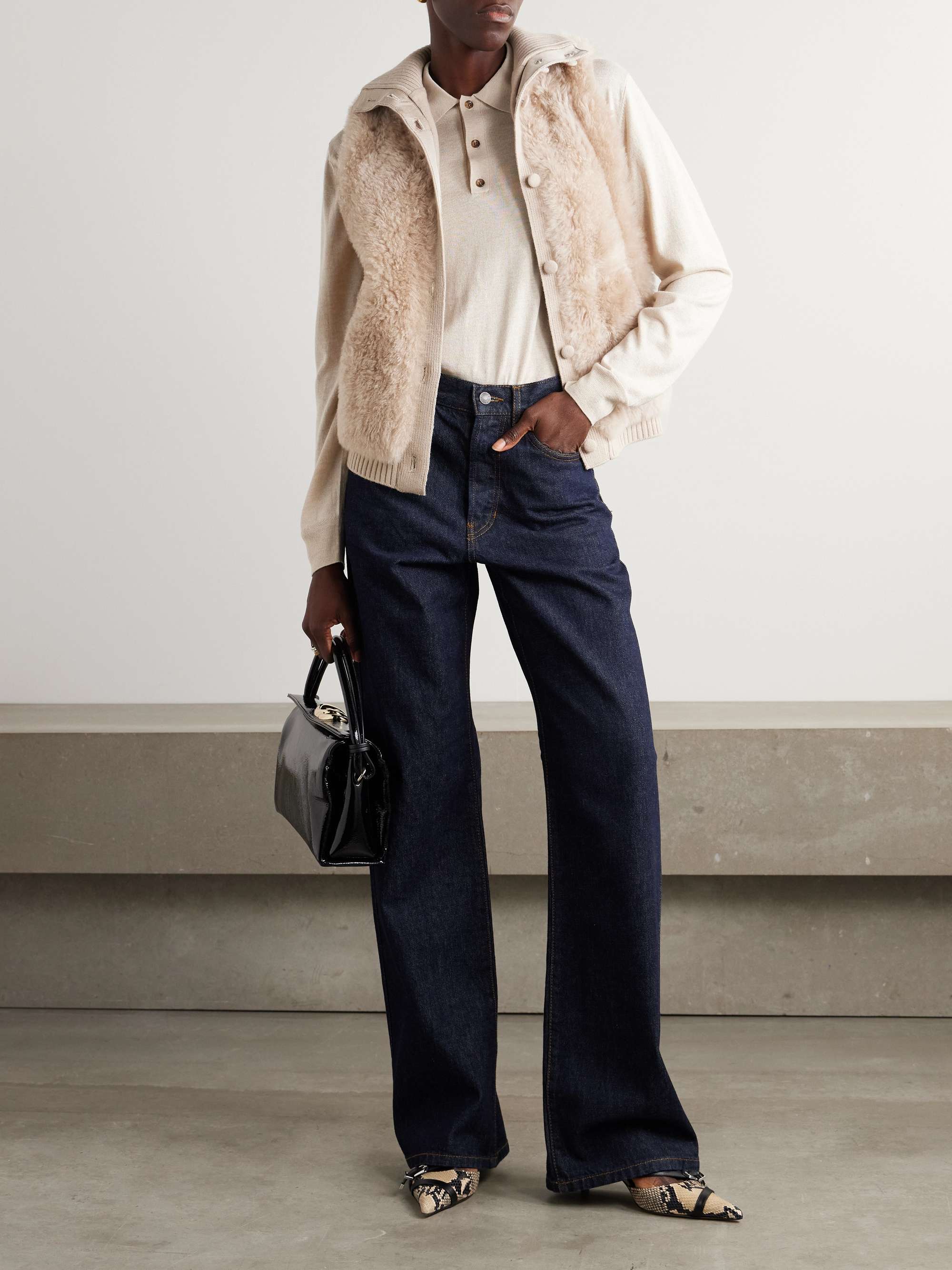 Wool-trimmed shearling vest view