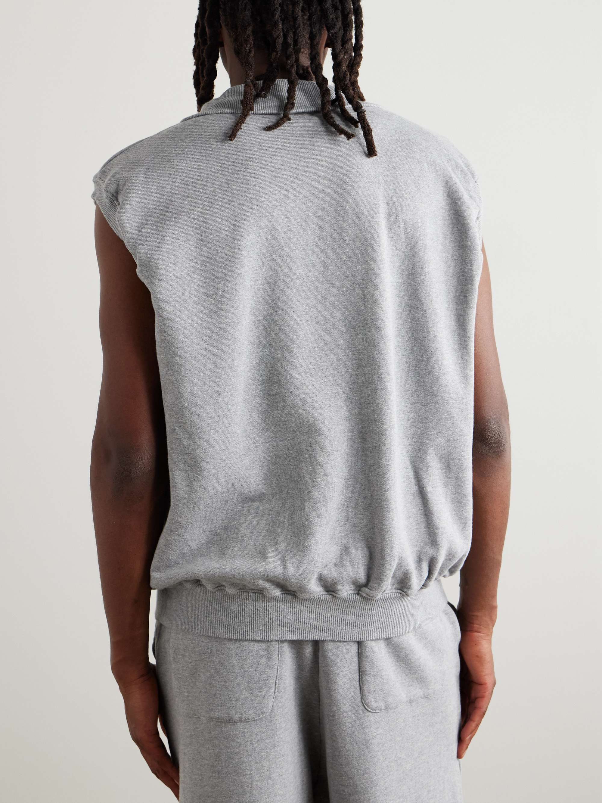 KO.U Printed Cotton-Jersey Half-Zip Gilet view