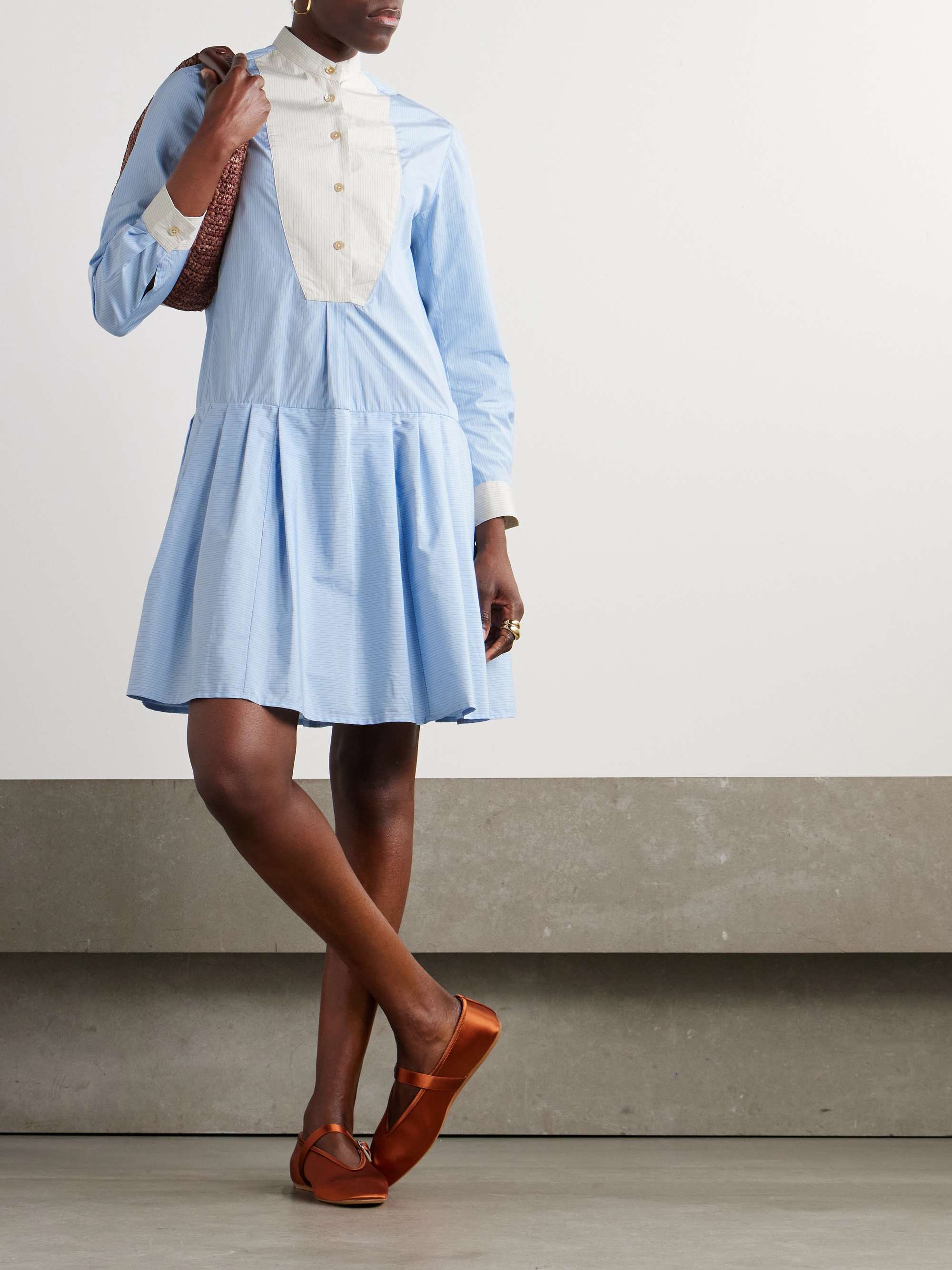 Lizbeth pinstriped cotton-poplin mini dress view