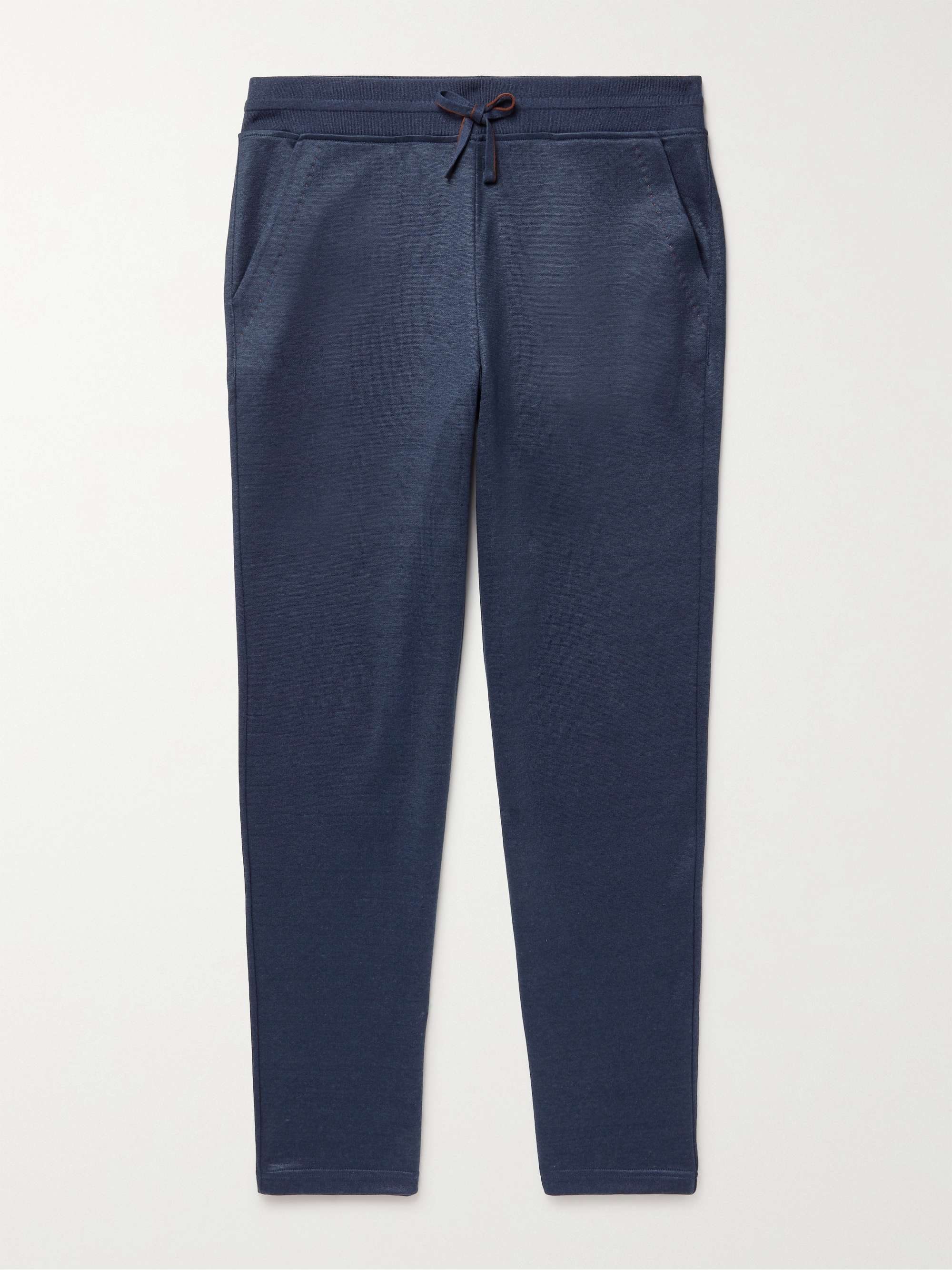 Tapered Stretch Linen-Blend Sweatpants view