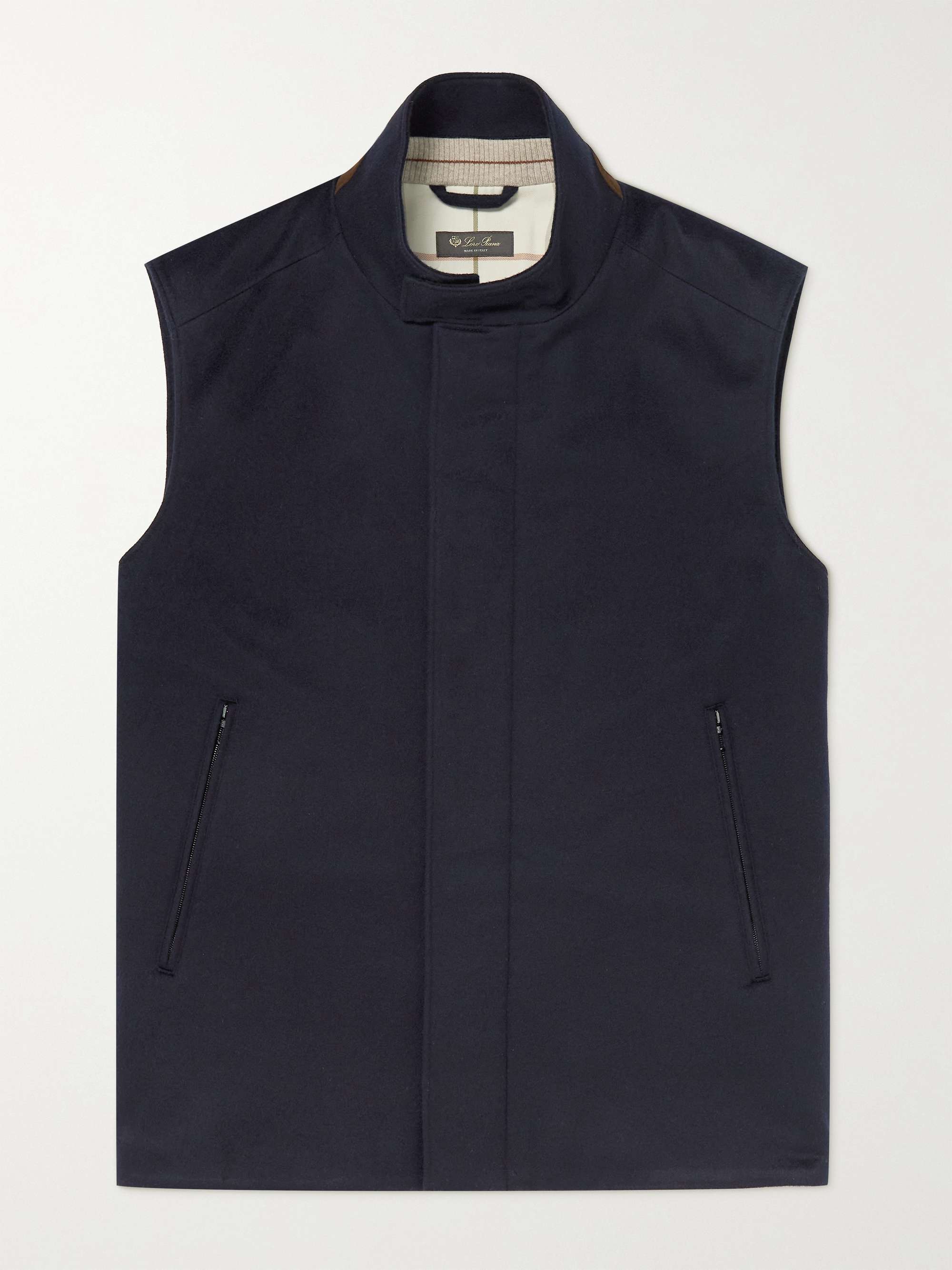 Suede-Trimmed Brushed-Cashmere Gilet view