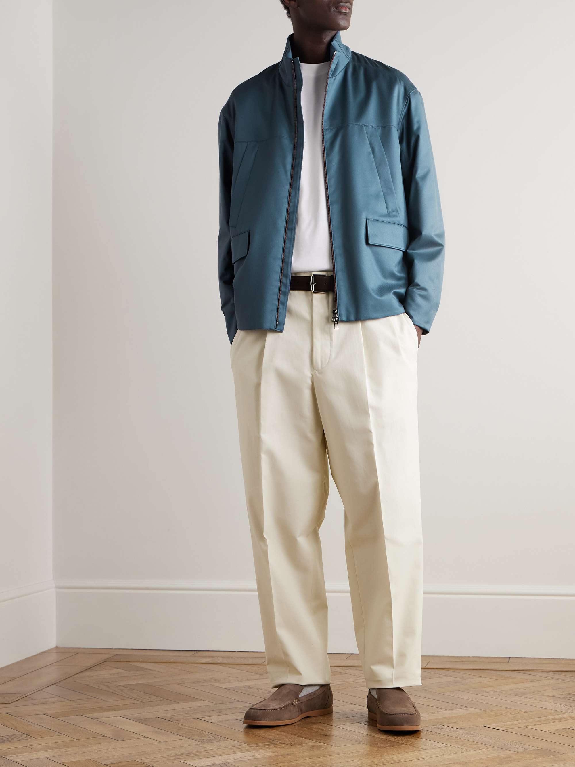 Padded Silk-Twill Bomber Jacket view