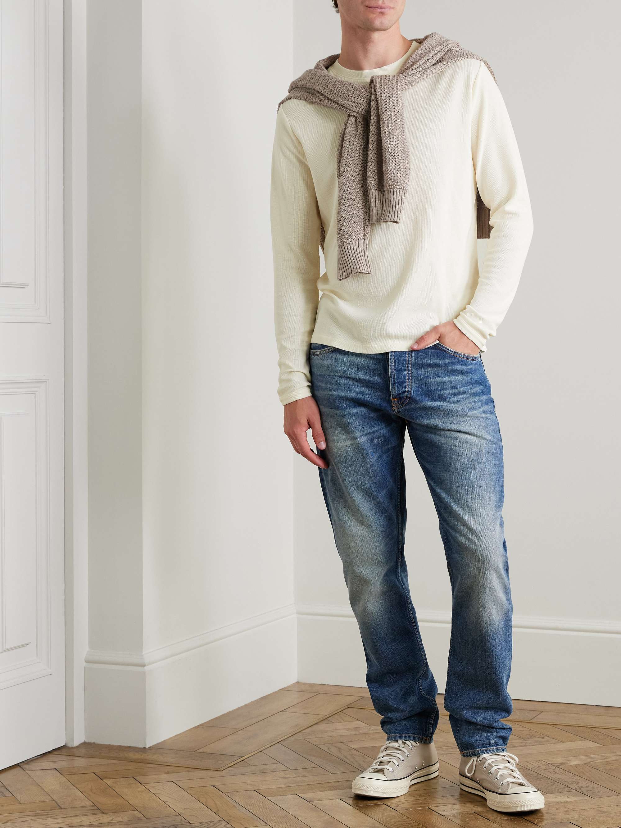 Clive Waffle-Knit Cotton and Modal-Blend T-Shirt view