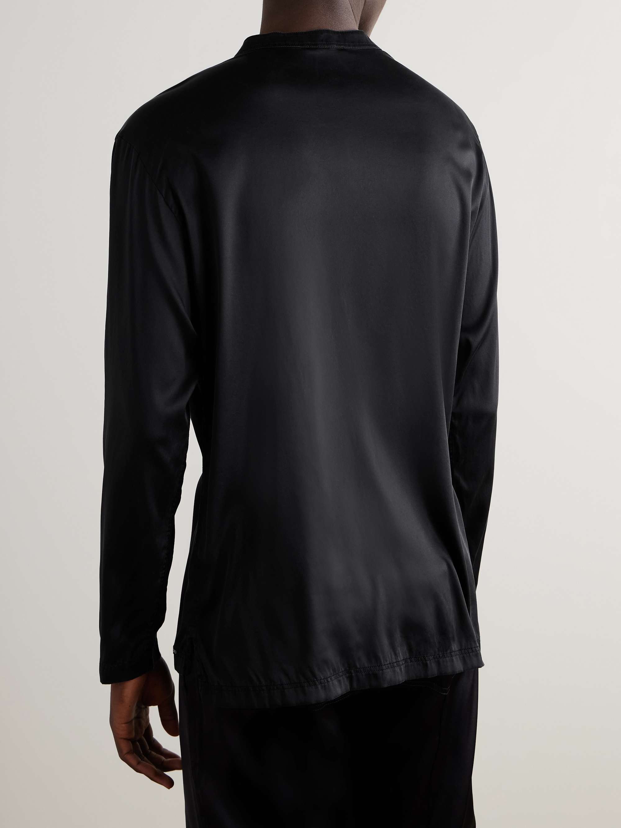 Stretch-Silk Satin Henley Pyjama Top view