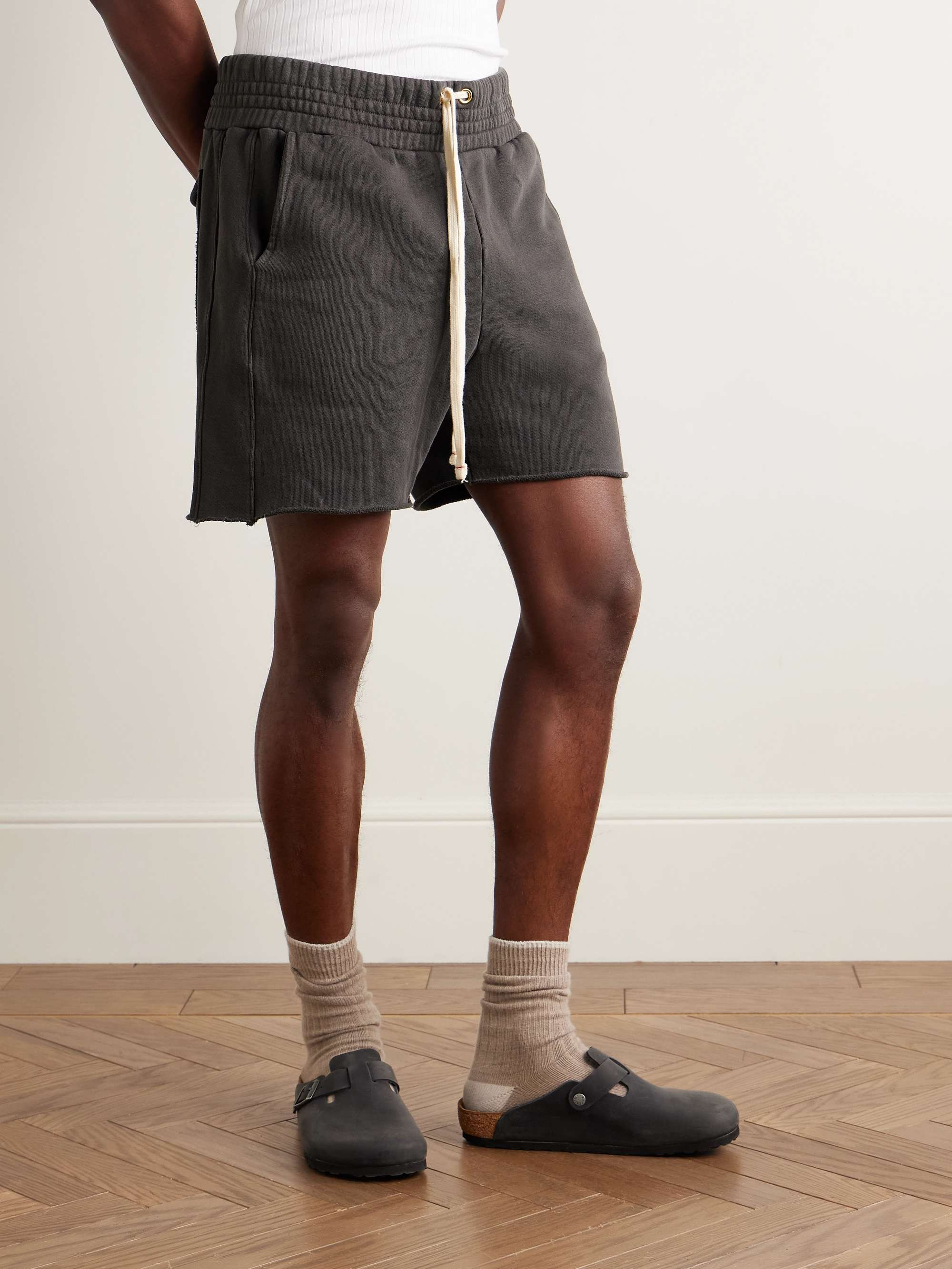 Garment-Dyed Fleece-Back Cotton-Jersey Drawstring Shorts view