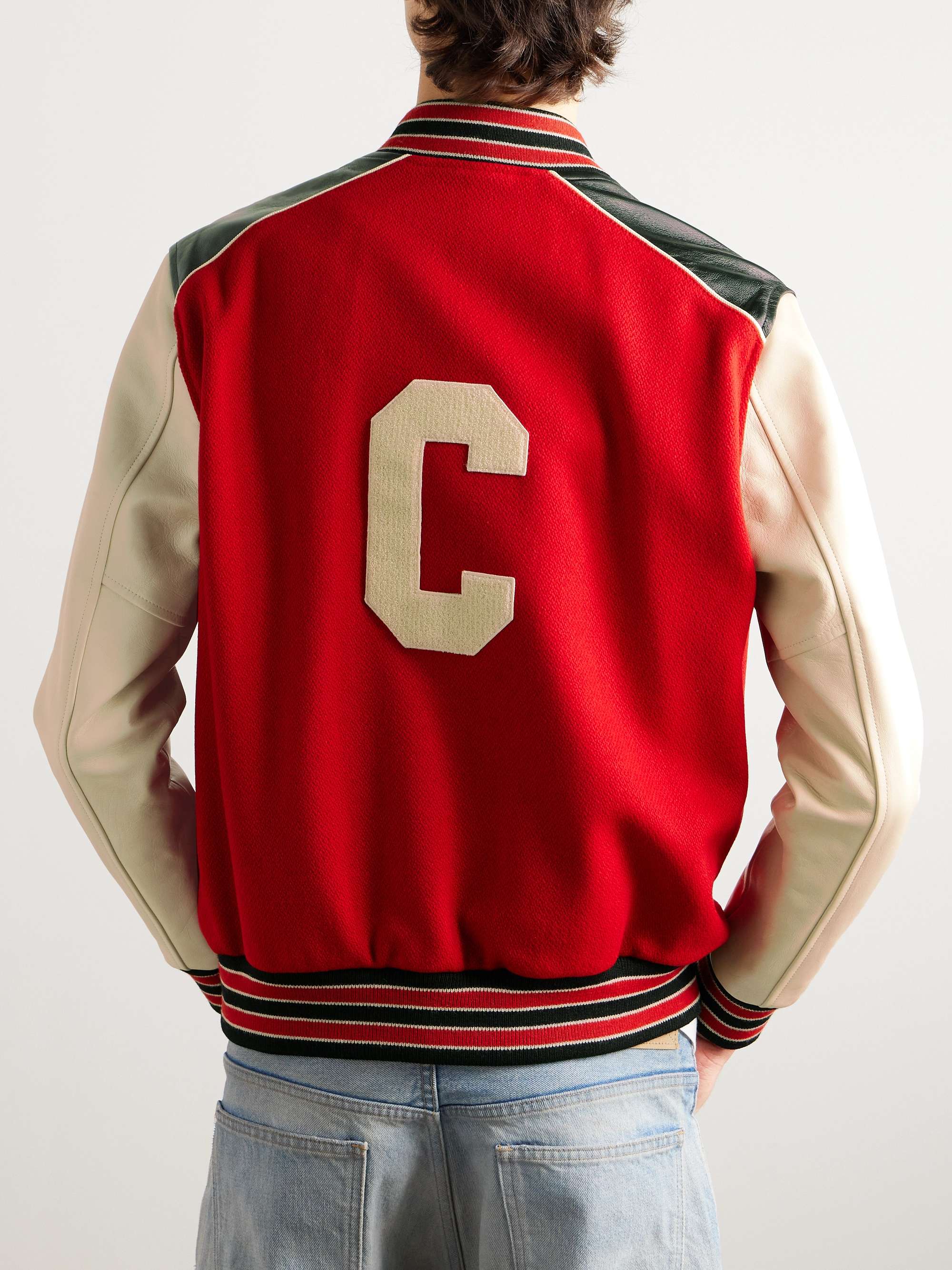 Teddy Appliquéd Mohair and Leather Bomber Jacket view