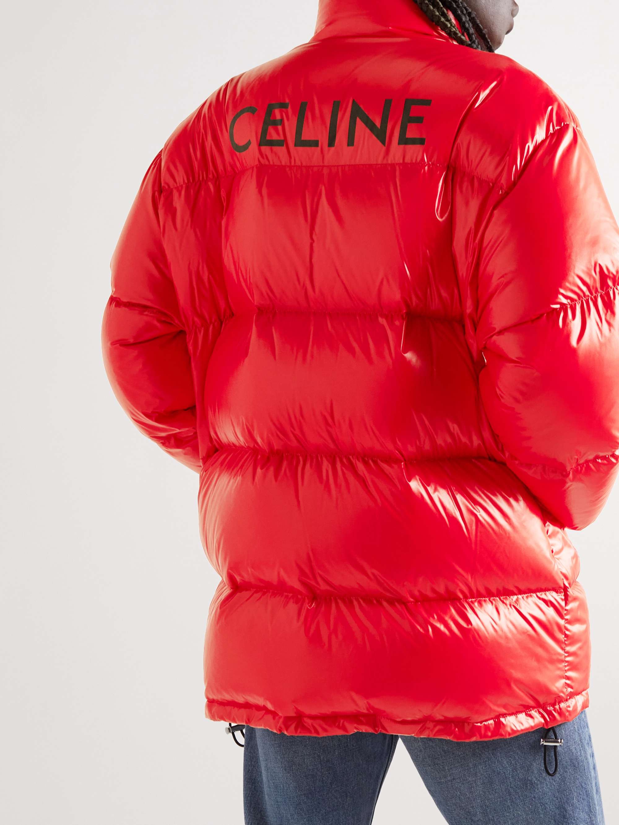 Logo-Print Quilted Glossed-Nylon Down Jacket view