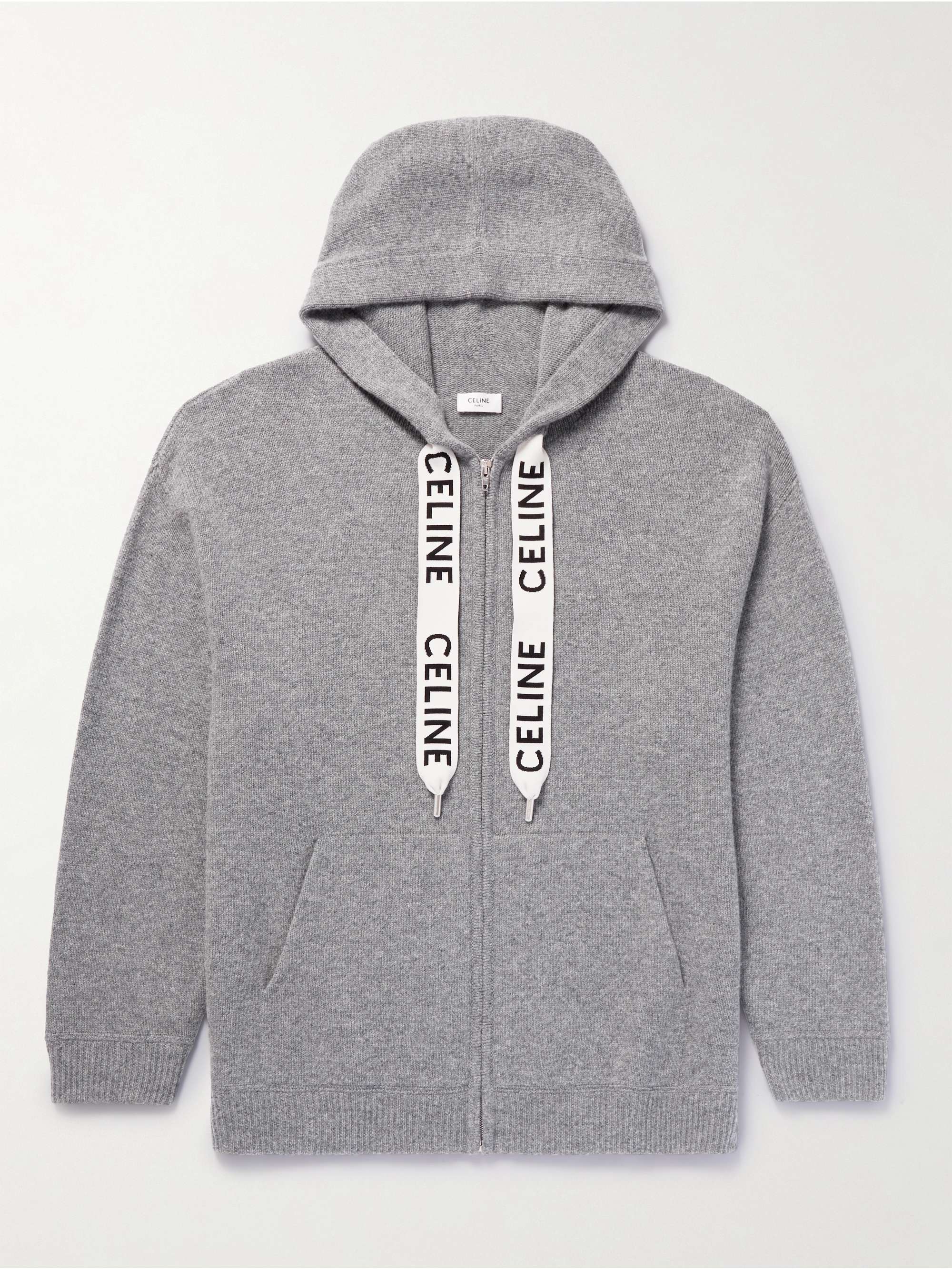 Oversized Logo-Print Wool and Cashmere-Blend Zip-Up Hoodie view