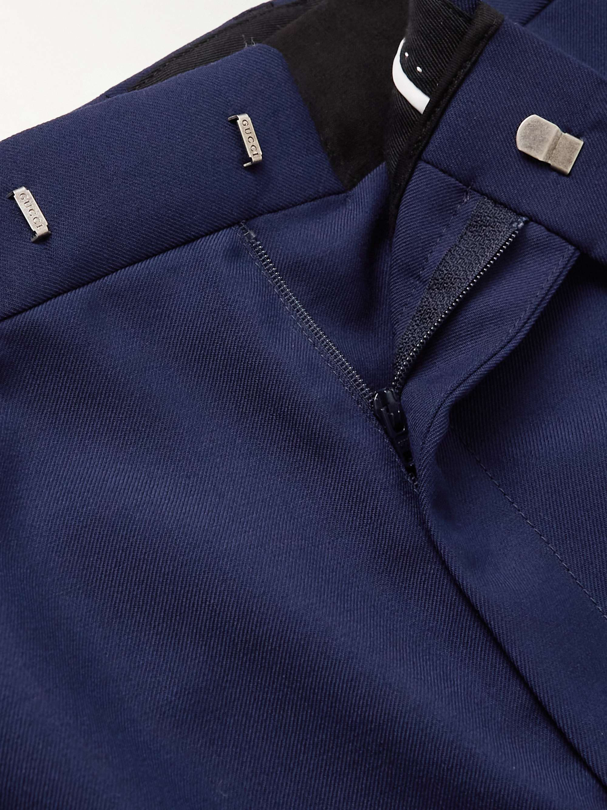 Straight-Leg Logo-Appliquéd Webbing-Trimmed Wool and Mohair-Blend Twill Trousers view