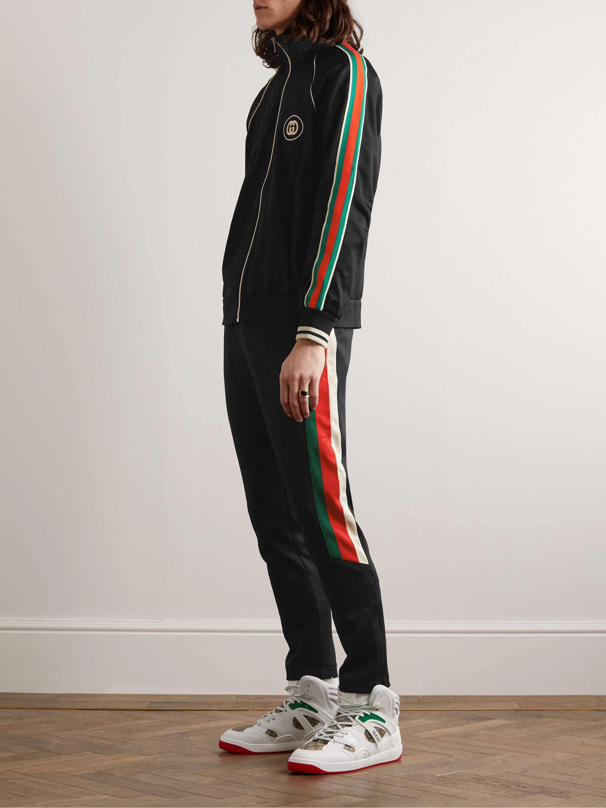 Logo-Appliquéd Striped Tech-Jersey Track Jacket view