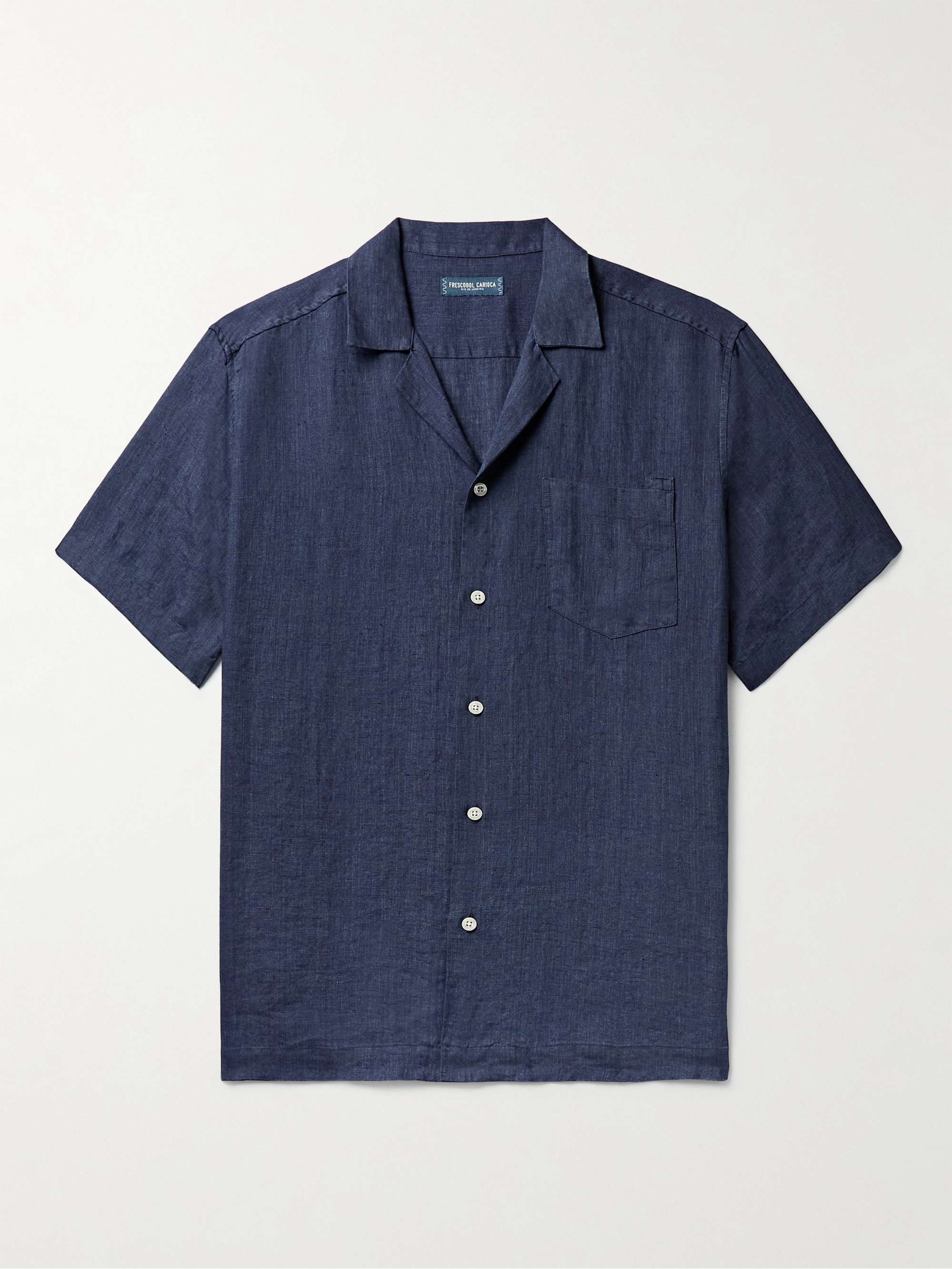 Angelo Camp-Collar Linen Shirt view