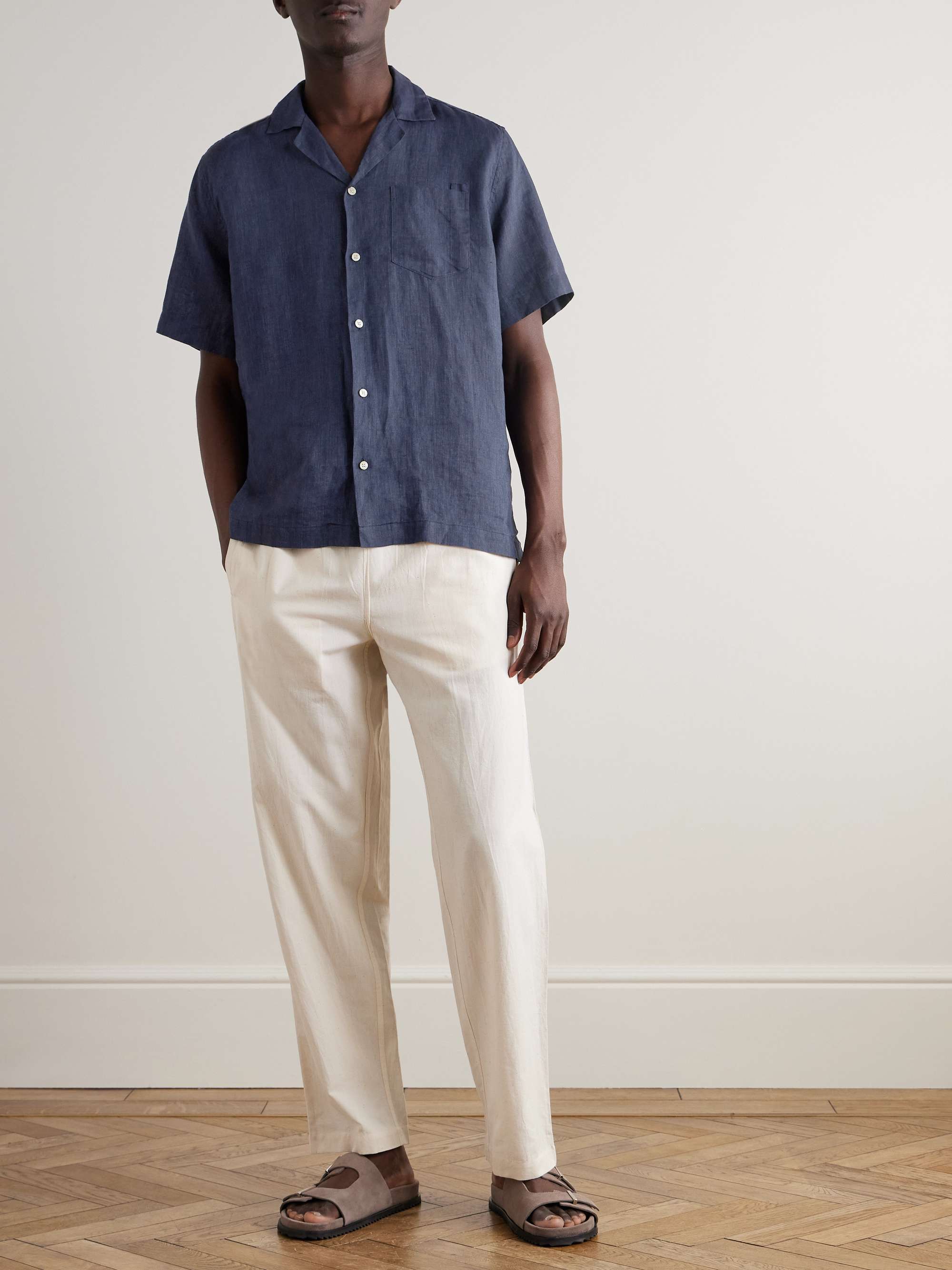 Angelo Camp-Collar Linen Shirt view