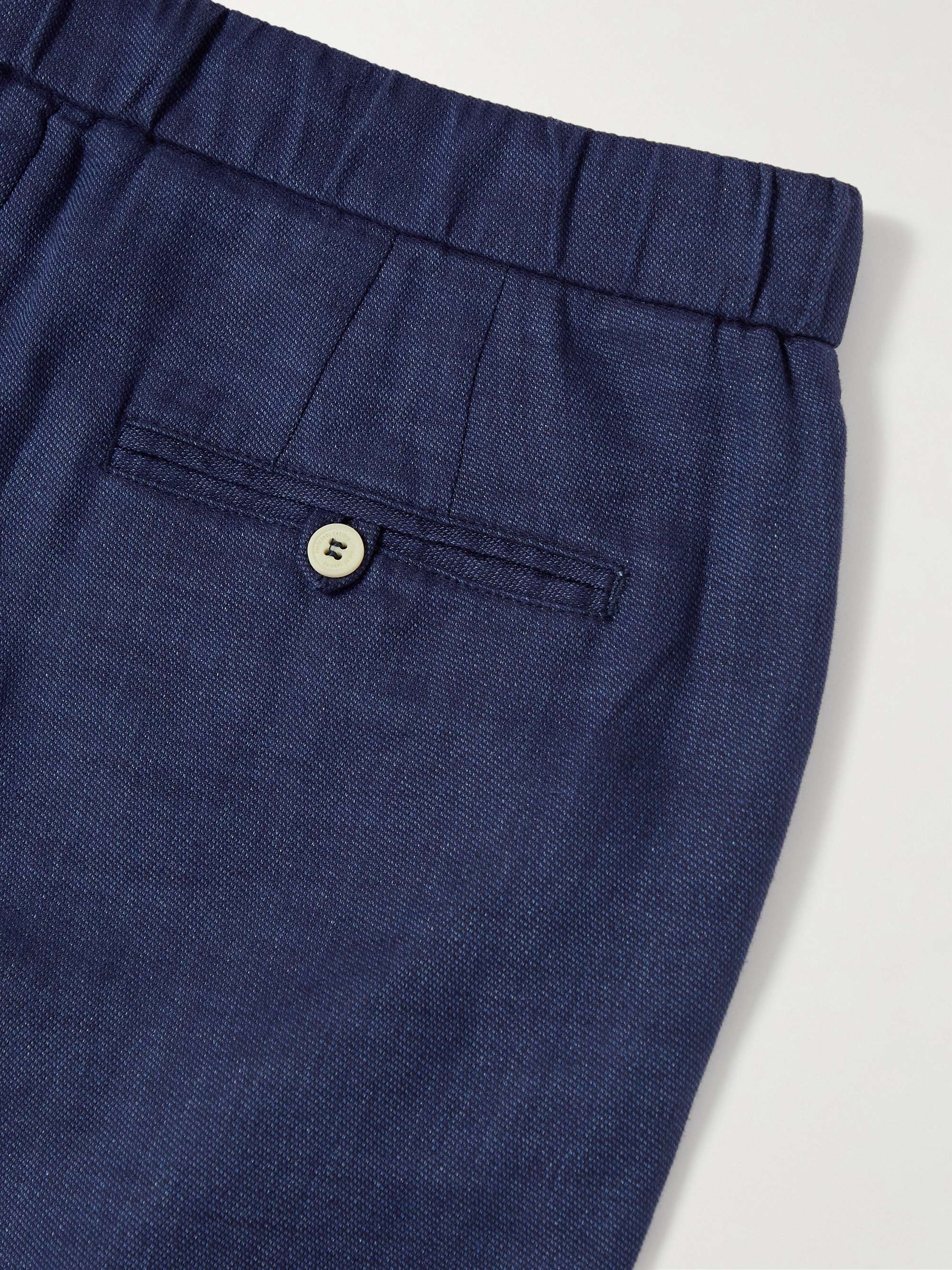 Oscar Straight-Leg Linen and Cotton-Blend Drawstring Trousers view