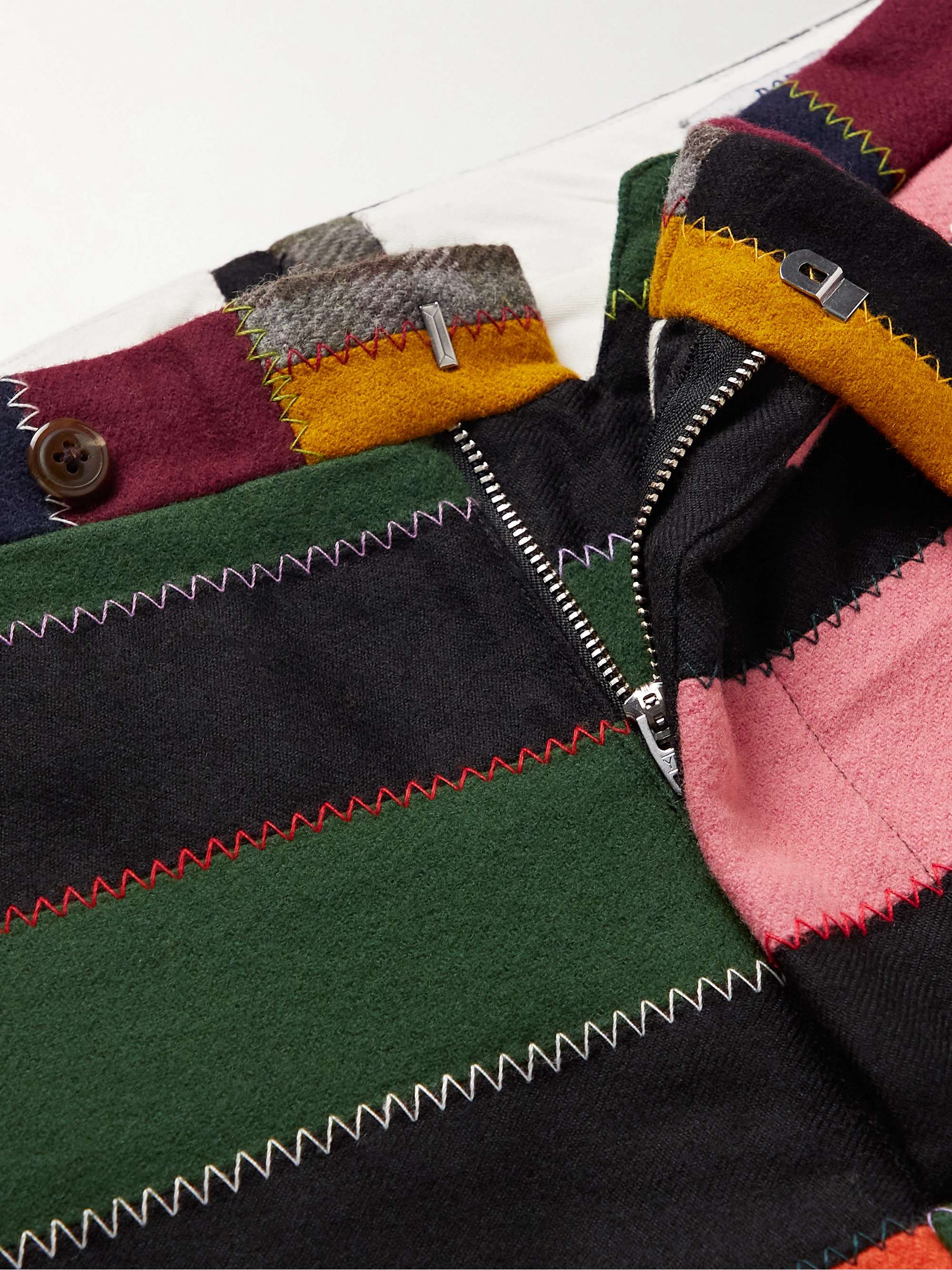 Straight-Leg Patchwork Checked Wool-Blend Trousers view