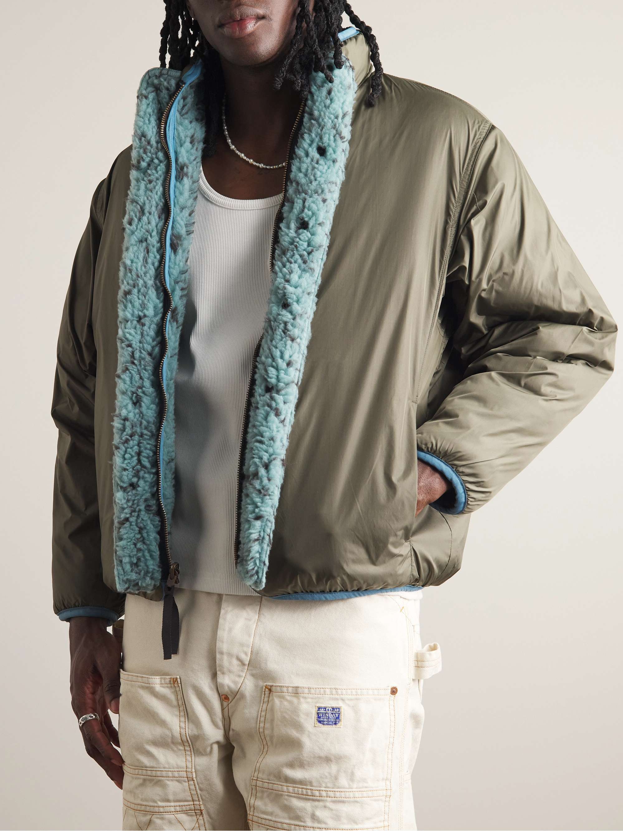 Sashiko Boa Reversible Printed Fleece and Shell Jacket view