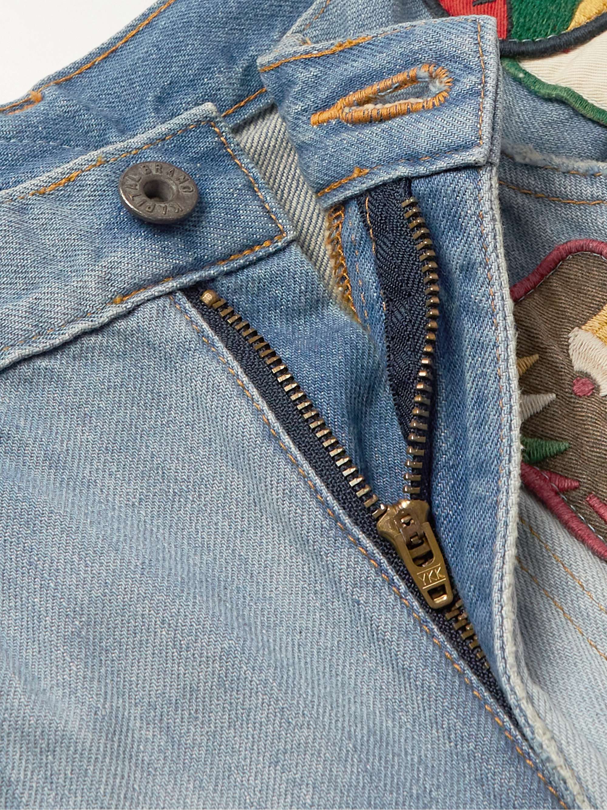 Slim-Fit Flared Appliquéd Jeans view