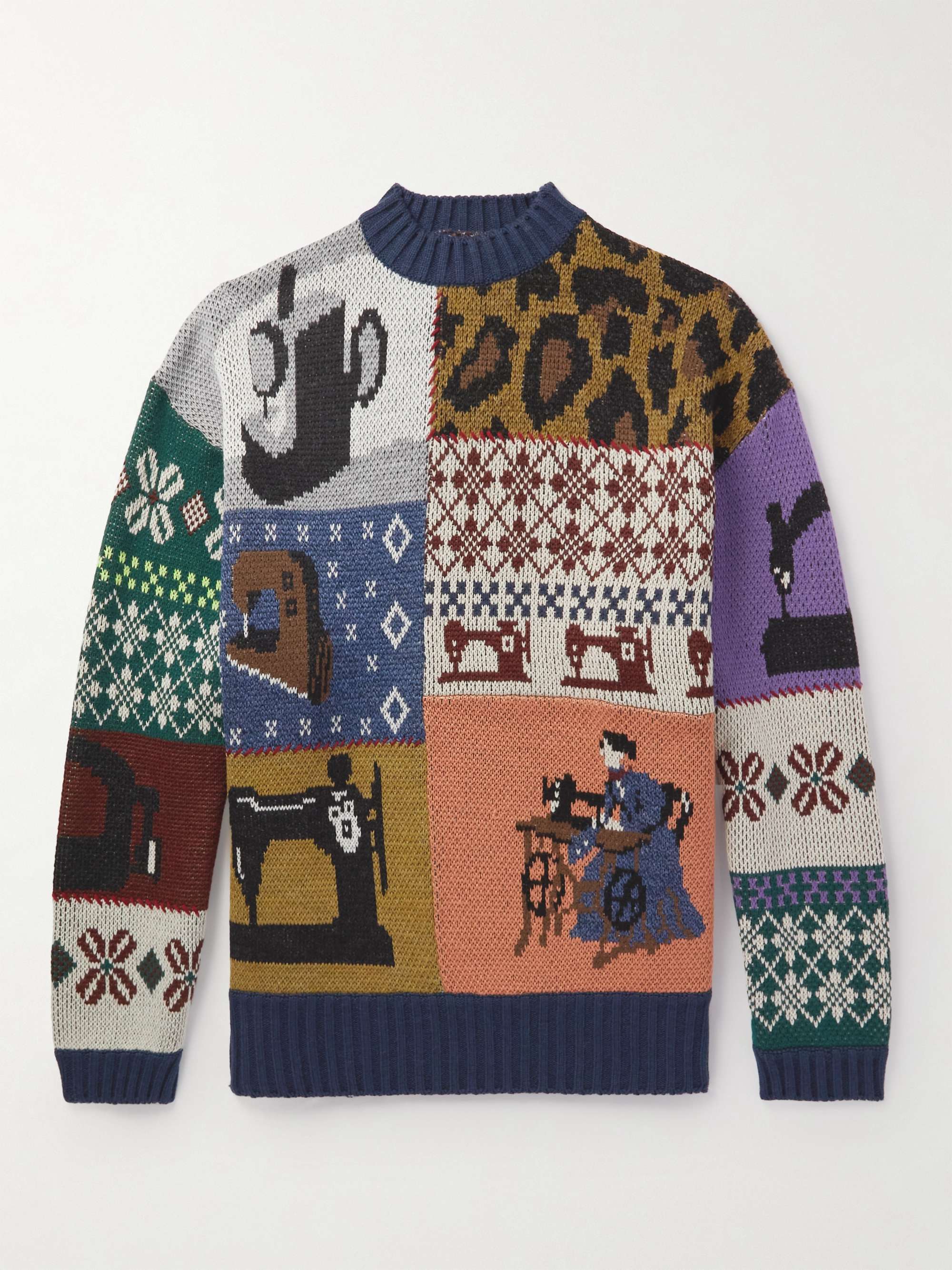 Kurogane Mishin Jacquard-Knit Wool-Blend Sweater view