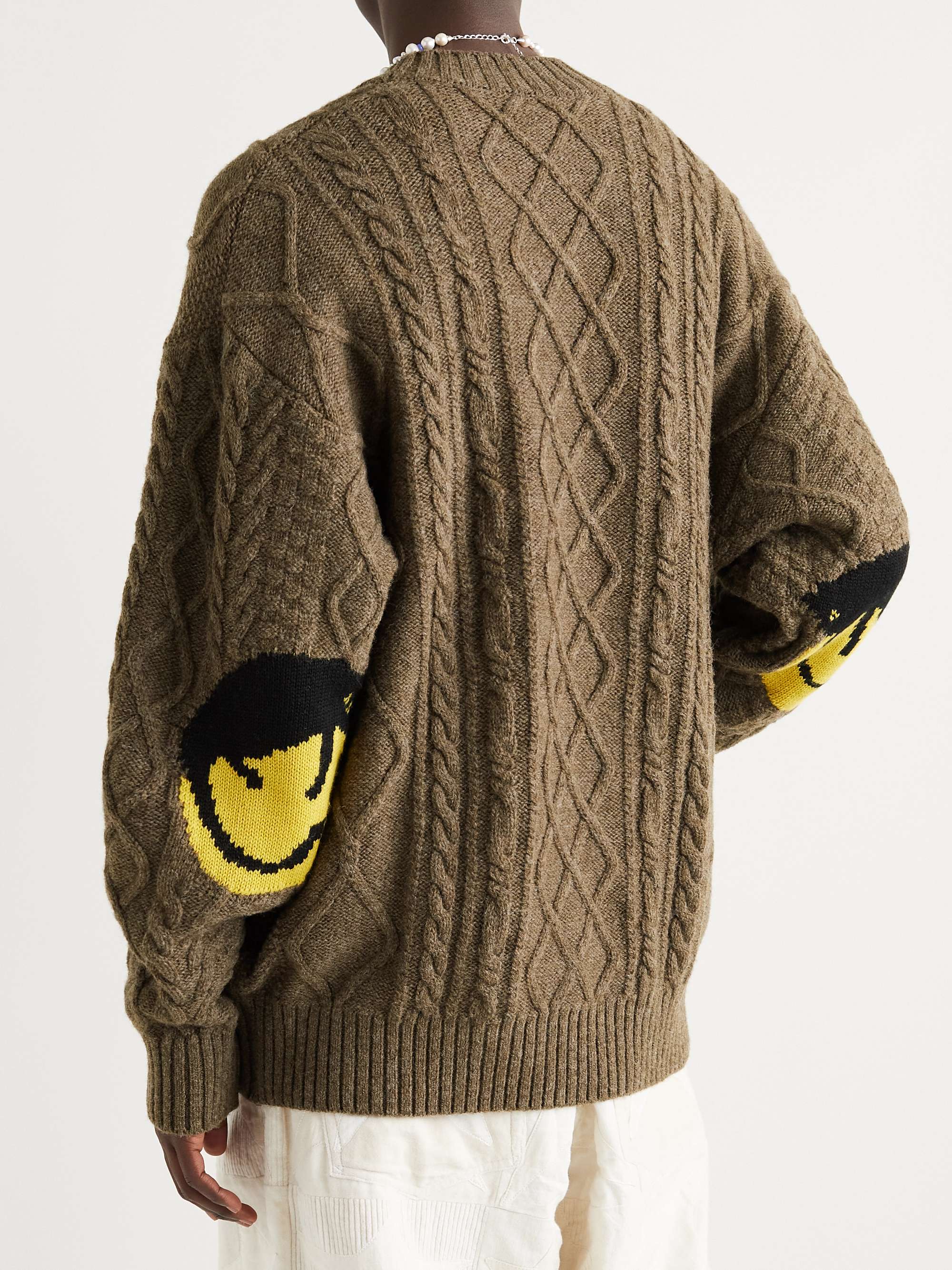Intarsia Cable-Knit Wool-Blend Cardigan view