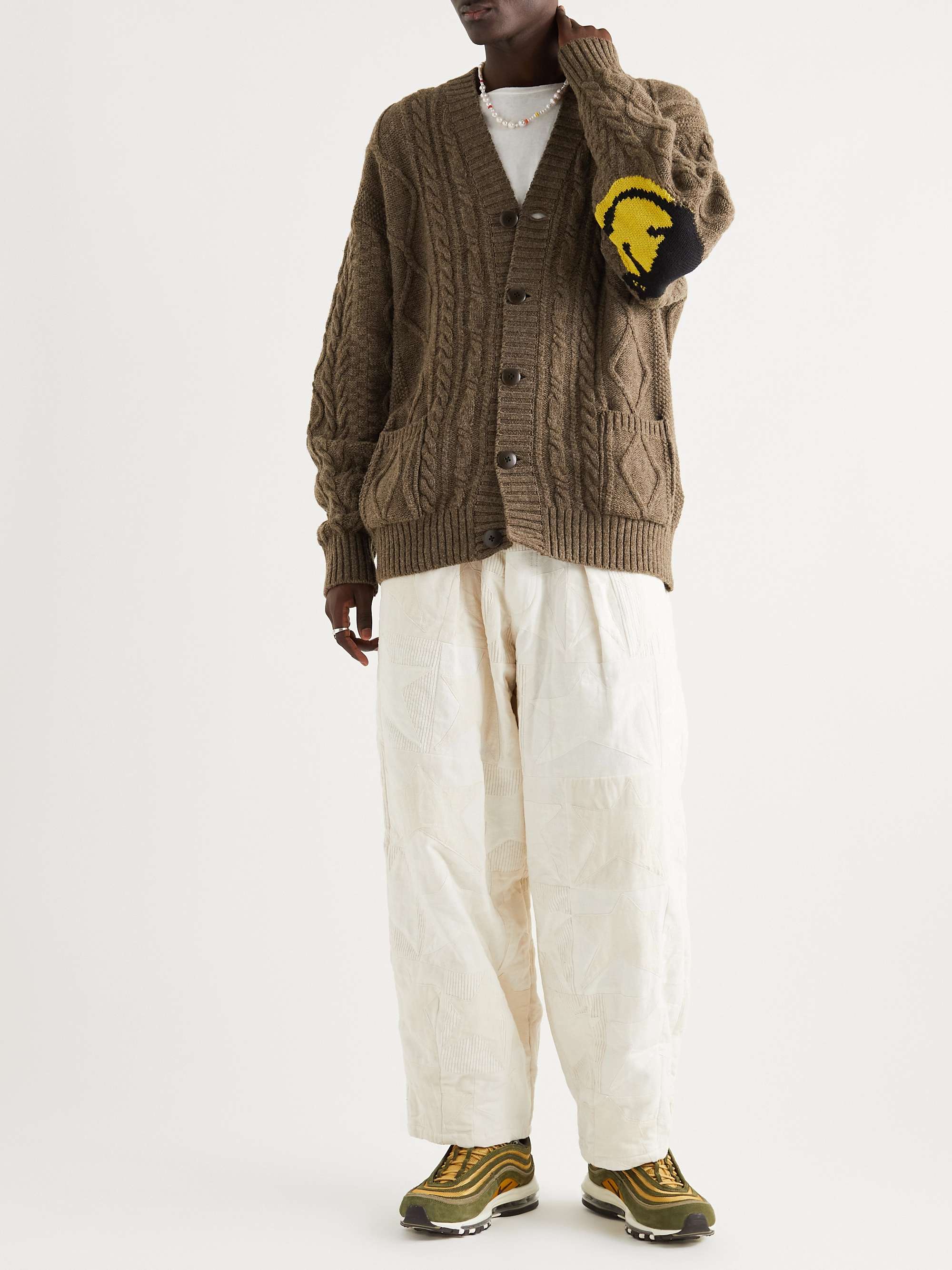 Intarsia Cable-Knit Wool-Blend Cardigan view
