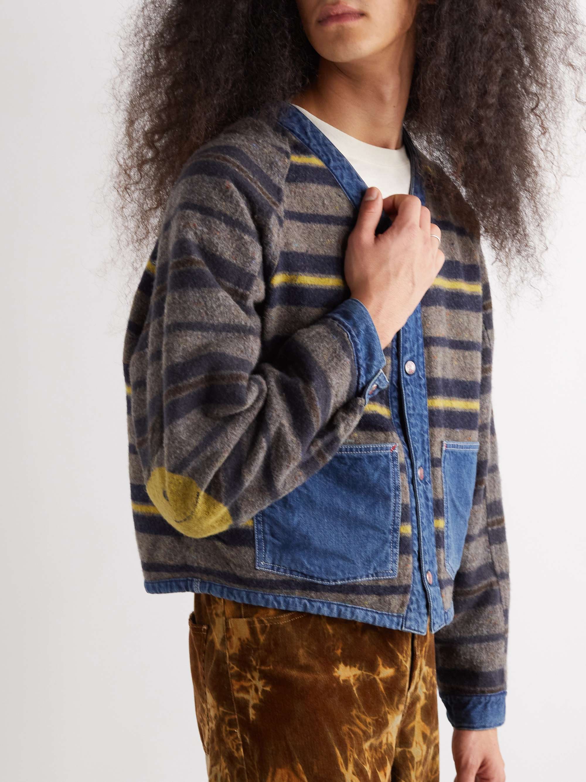 Coneybowy Reversible Denim and Striped Knitted Jacket view