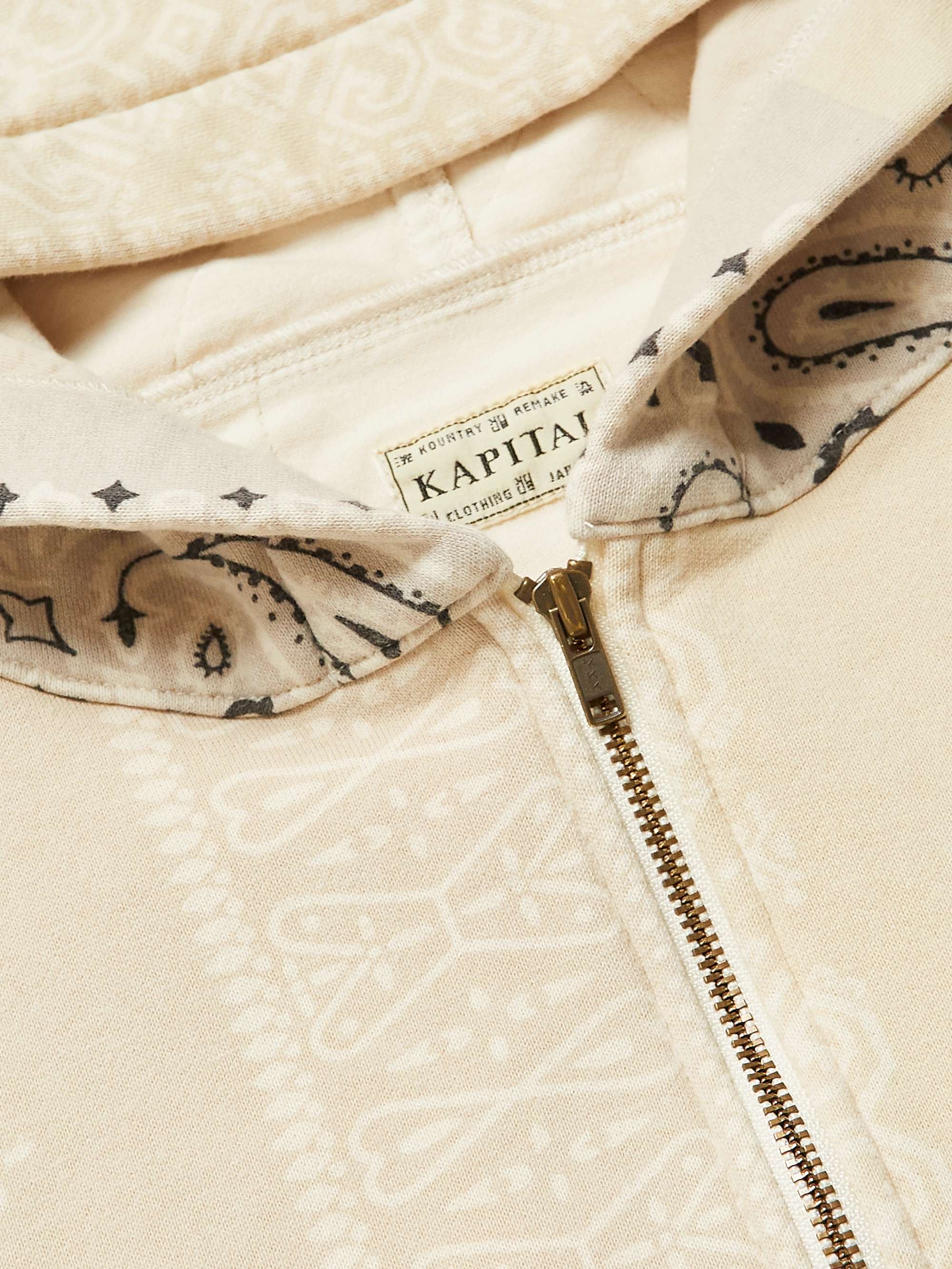 Shell-Trimmed Printed Cotton-Jersey Zip-Up Hoodie view